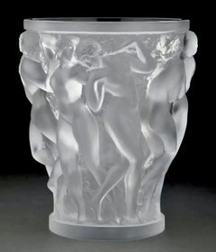 Special! Impressive Large Deluxe Lalique NUDE Bacchantes Standing Sculpture Vase