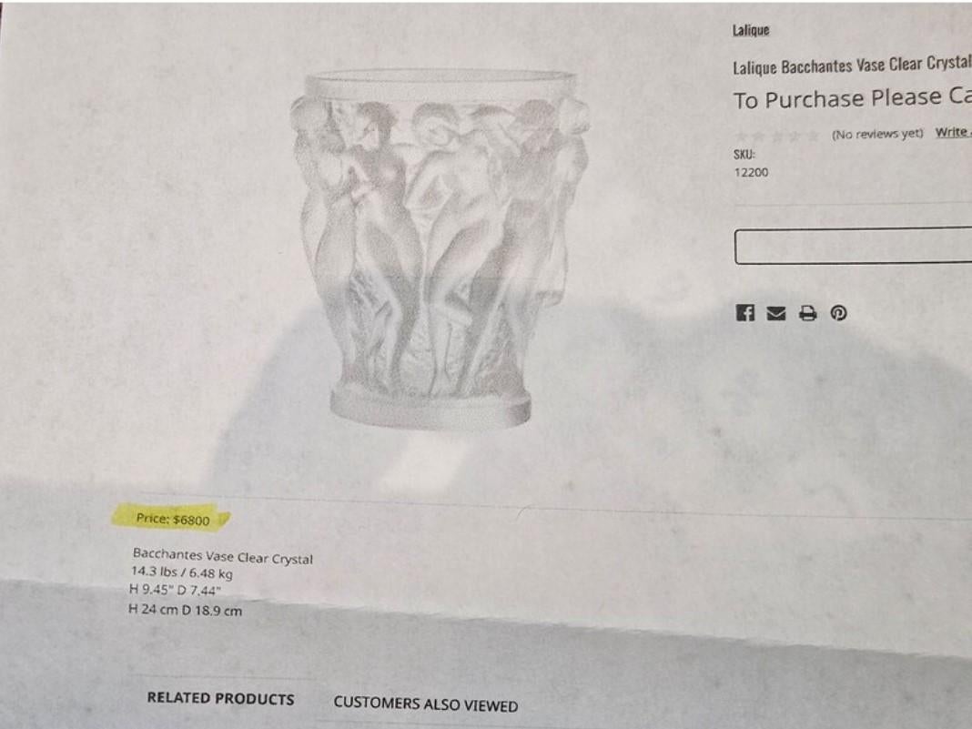 ¡Especial! Impresionante Gran Jarrón Escultura de Pie Lalique Deluxe NUDE Bacchantes Cristal en venta
