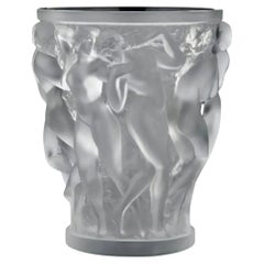 Raro impressionante grande vaso scultura deluxe di Lalique NUDE Bacchantes in piedi