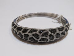 Seltene beeindruckende große Sterling Silber Fancy große Gepard-Muster Armreif