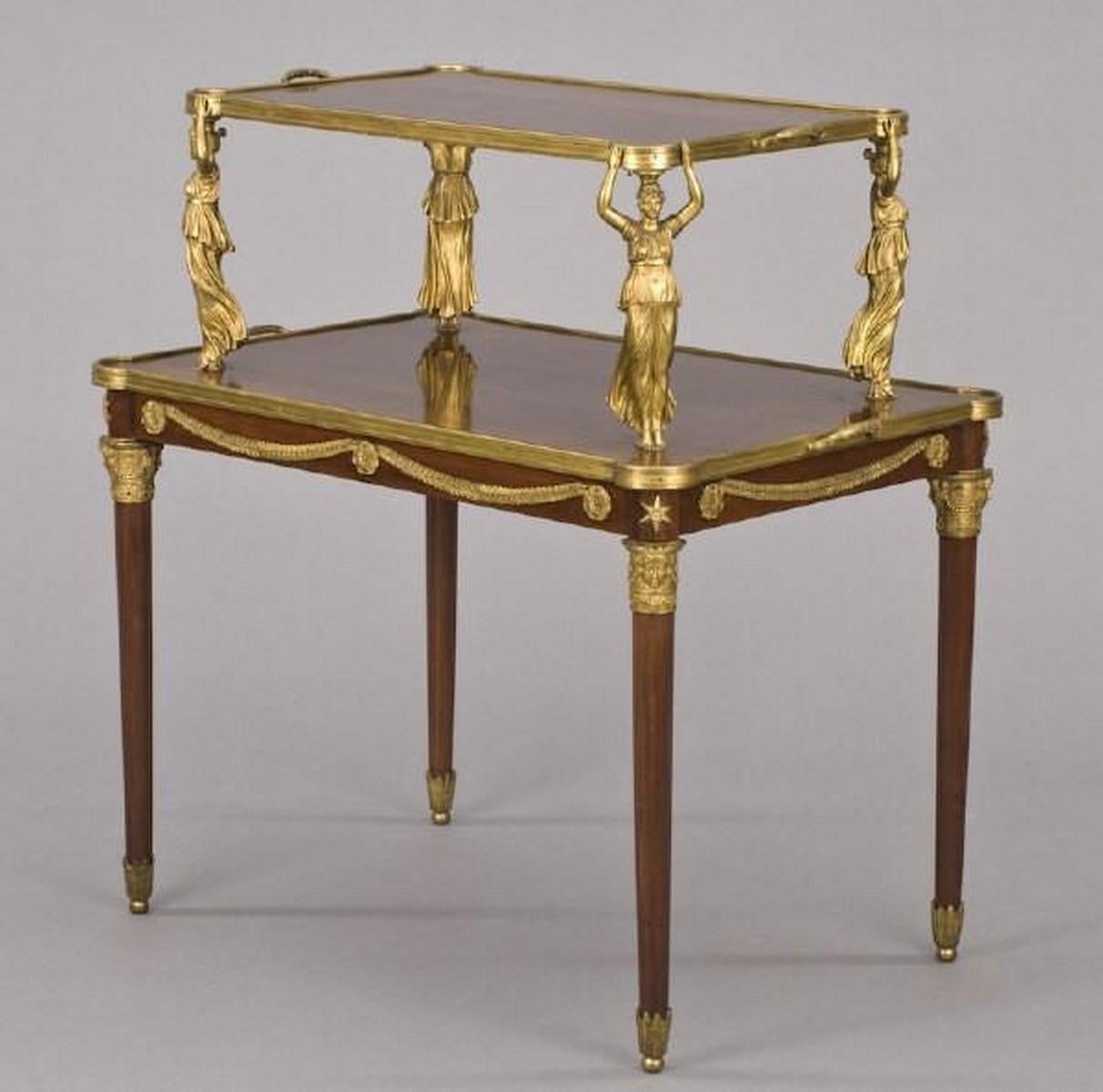 Mahogany Rare Impressive Museum Quality 19th Century French Mahagony Tiered Table Women For Sale