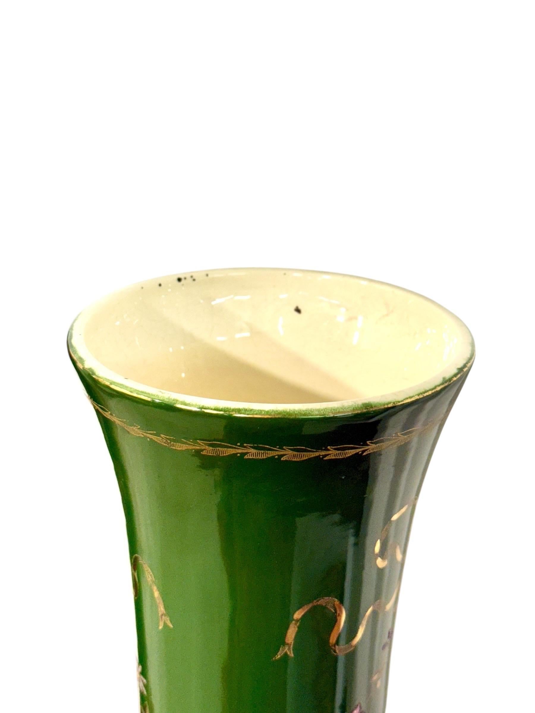 Rare et impressionnante paire de vases en faïence verte de Longchamp, France, 1876 en vente 4