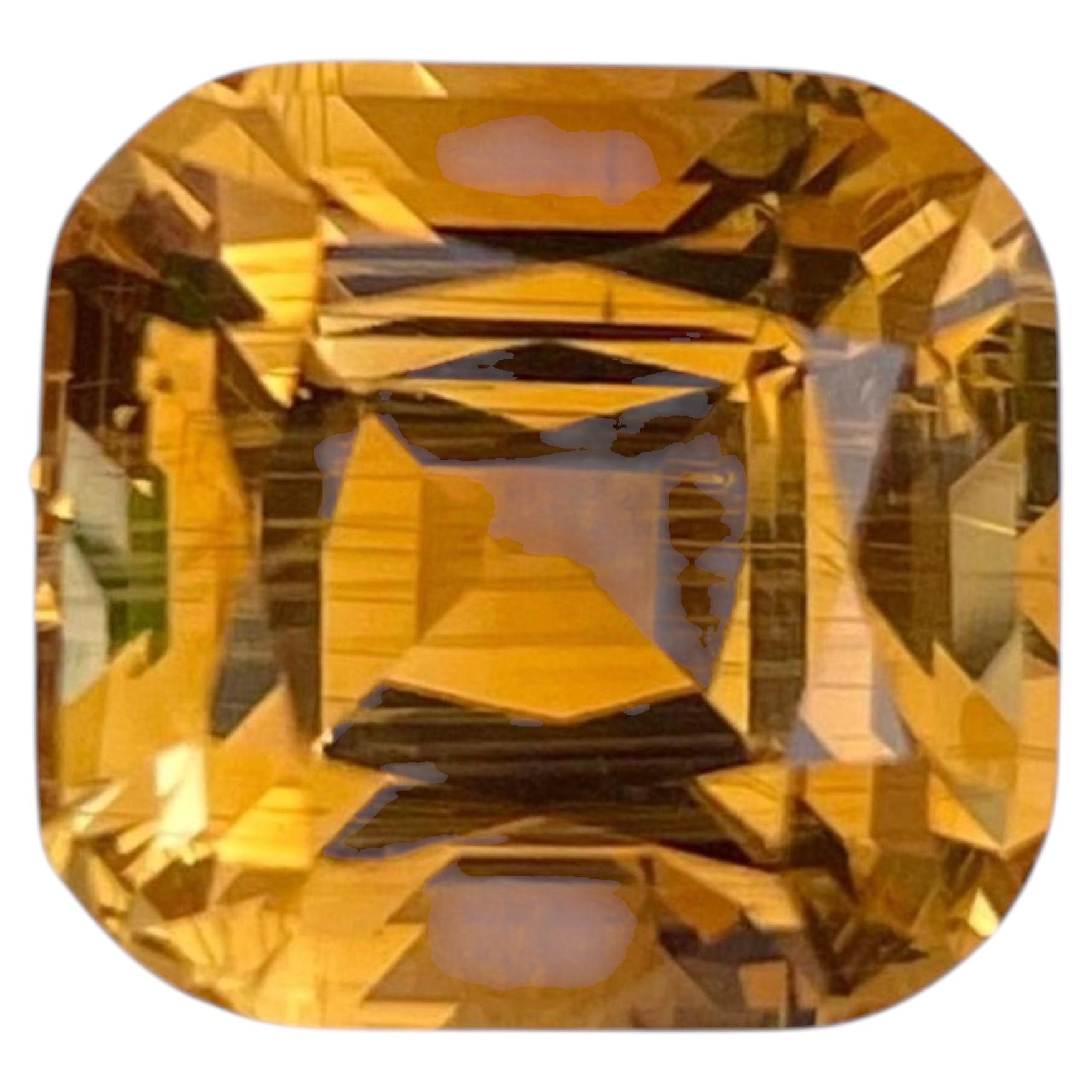 Rare inclusions Fire Citrine 6.30 Carats Cushion Cut Natural Brazilian Gemstone For Sale
