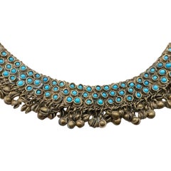 Rare Indian Antique Silver Turquoise Necklace from 1958