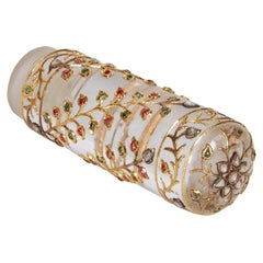 Rare Indian Mughal Rock Crystal and Gold Handle with Diamonds Rubies Emeralds