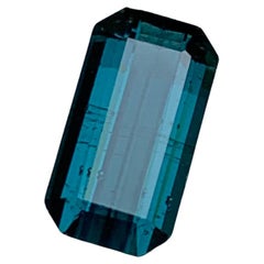 Rare Indicolite Blue Natural Tourmaline Gemstone, 2.55 Ct Emerald Cut for Ring