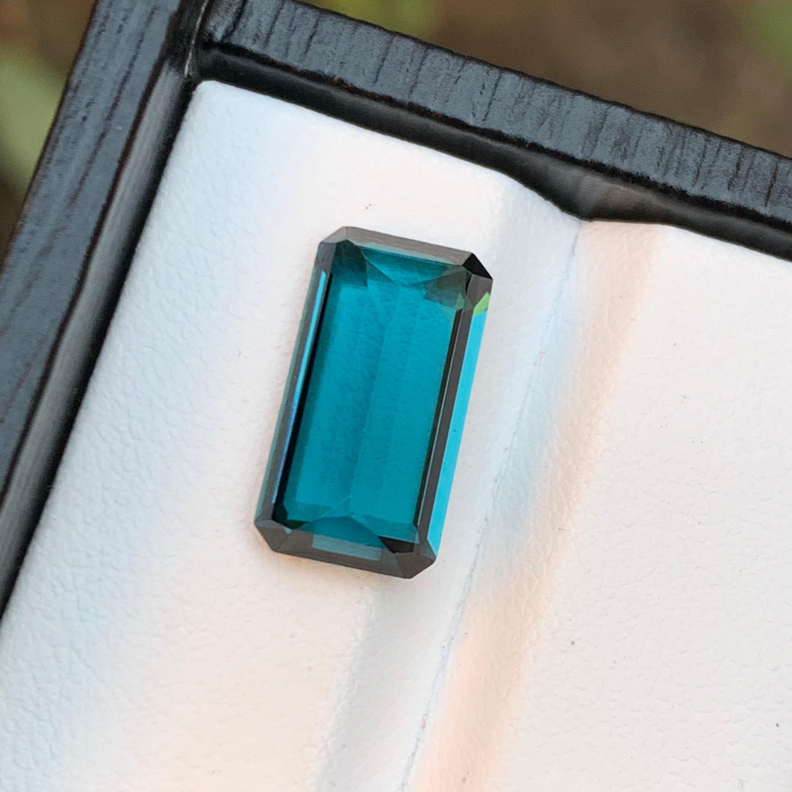 Rare Indicolite Blue Natural Tourmaline Gemstone, 5.20 Ct Emerald Cut for a Ring For Sale 5