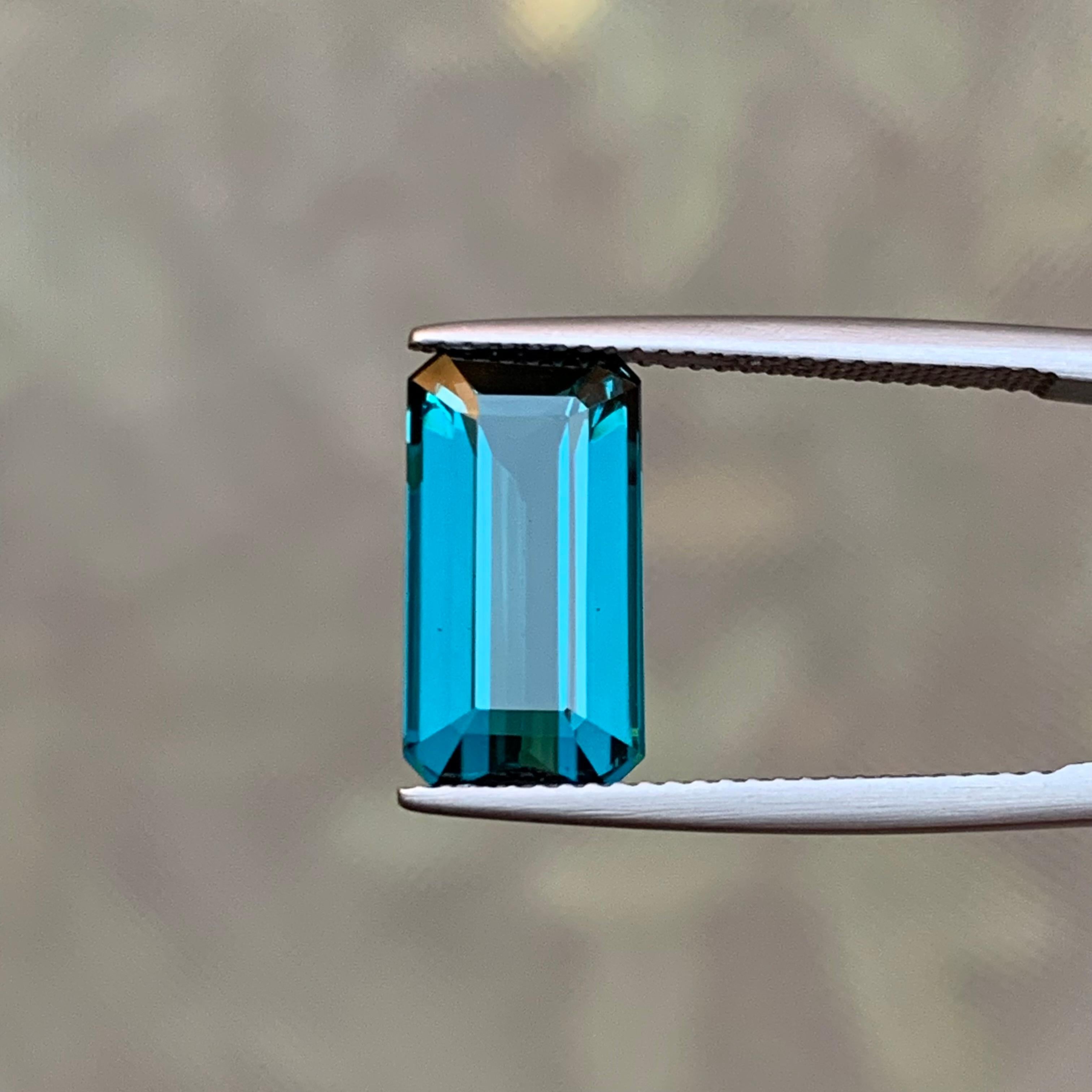 Rare Indicolite Blue Natural Tourmaline Gemstone, 5.20 Ct Emerald Cut for a Ring For Sale 7