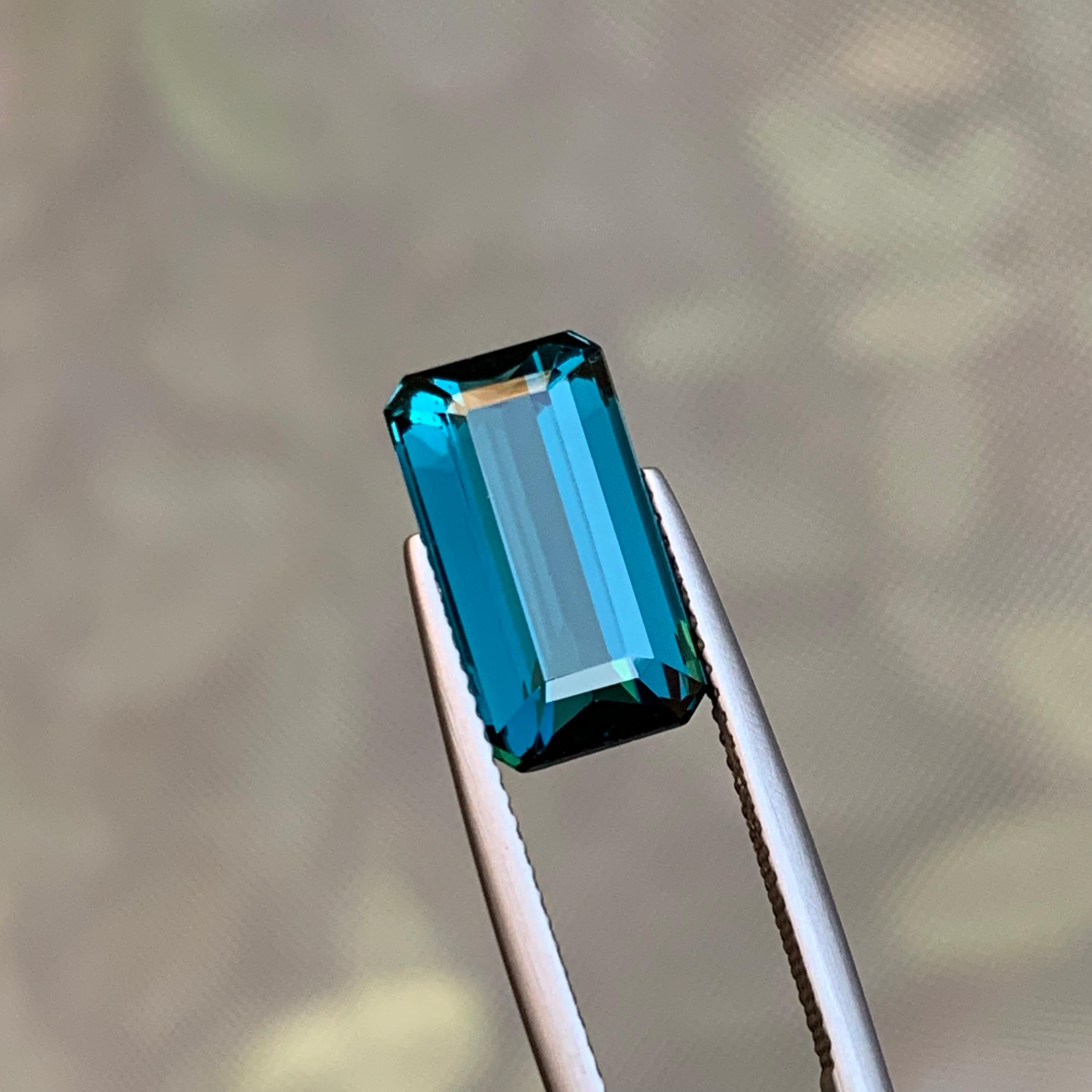Rare Indicolite Blue Natural Tourmaline Gemstone, 5.20 Ct Emerald Cut for a Ring For Sale 1