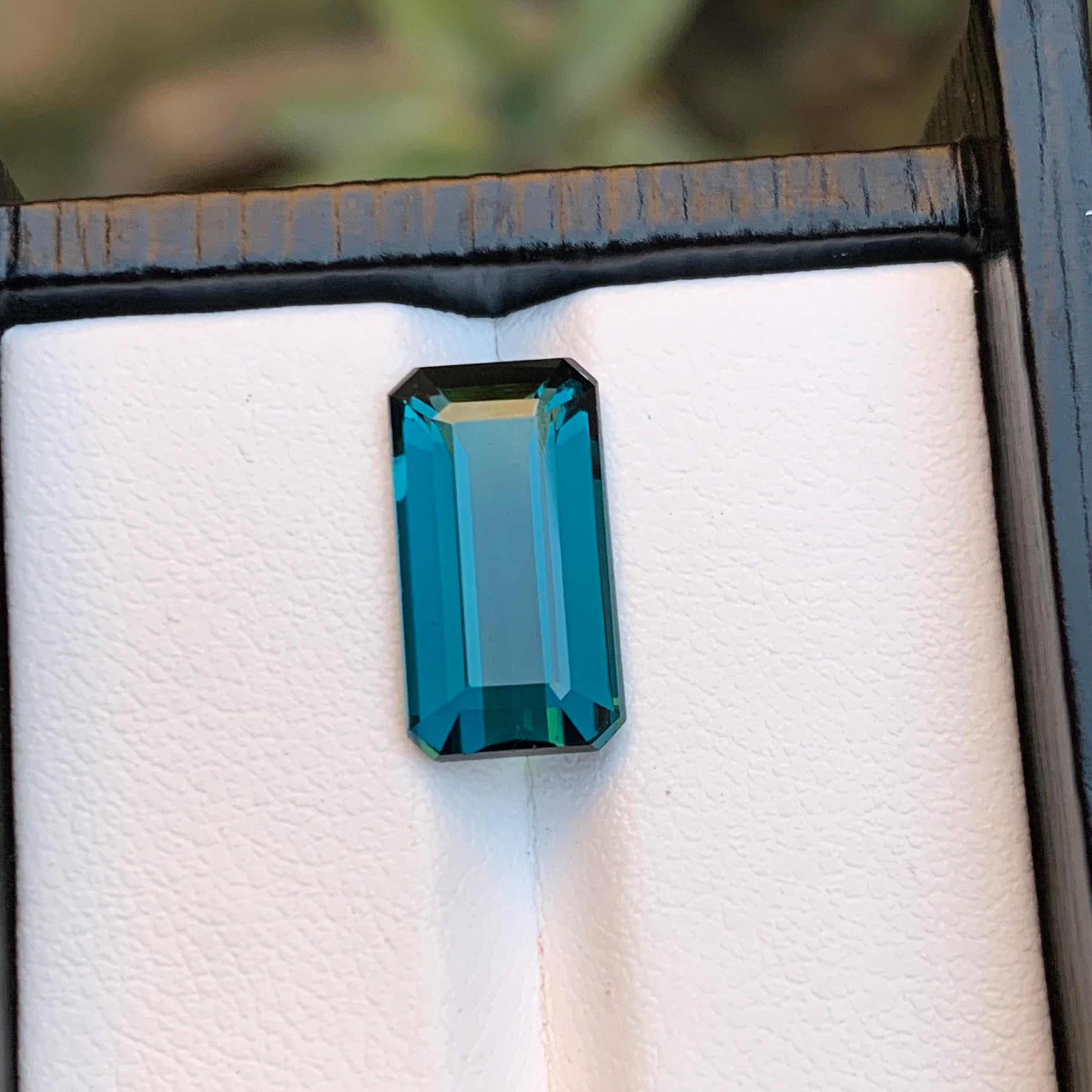 Rare Indicolite Blue Natural Tourmaline Gemstone, 5.20 Ct Emerald Cut for a Ring For Sale 2