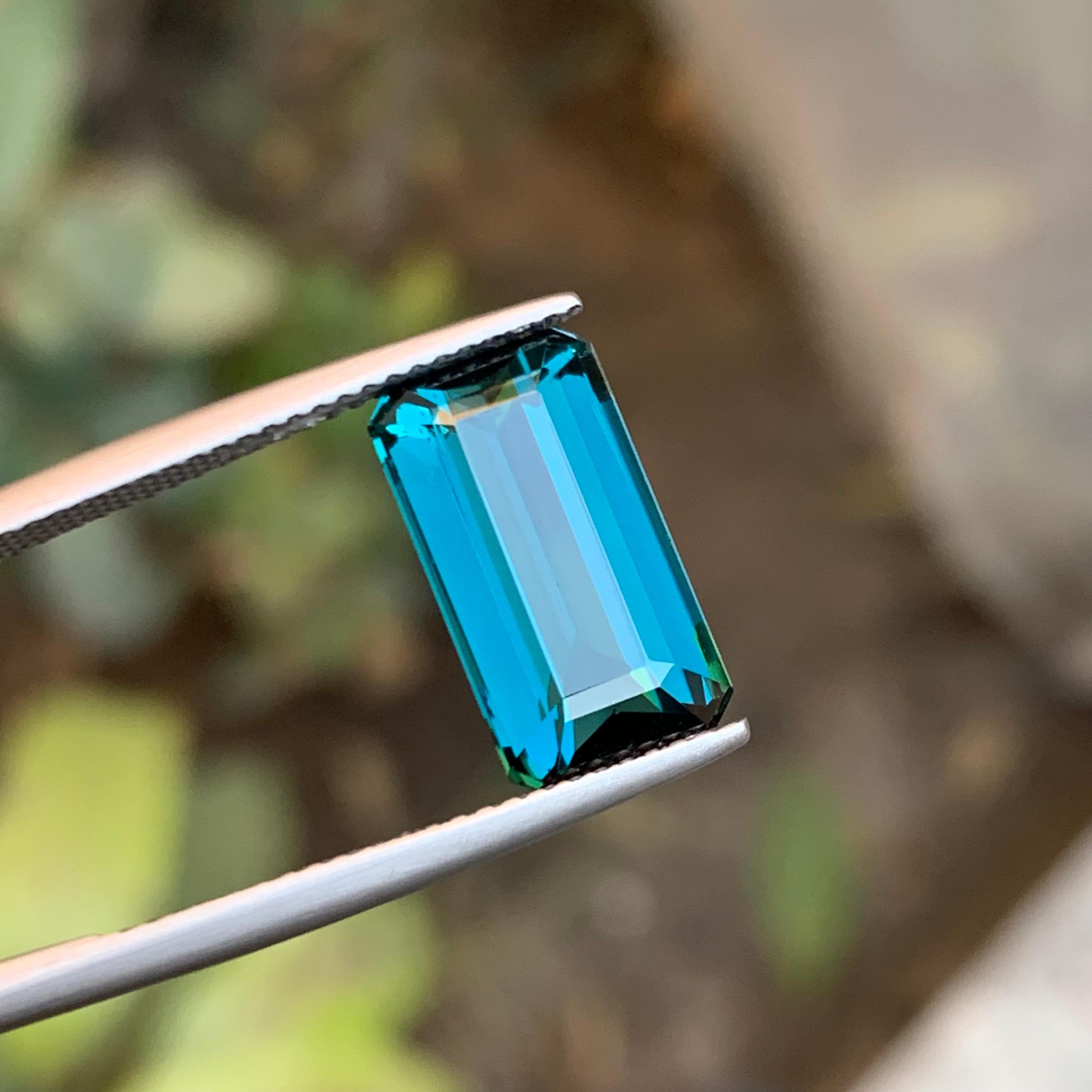 Rare Indicolite Blue Natural Tourmaline Gemstone, 5.20 Ct Emerald Cut for a Ring For Sale 3