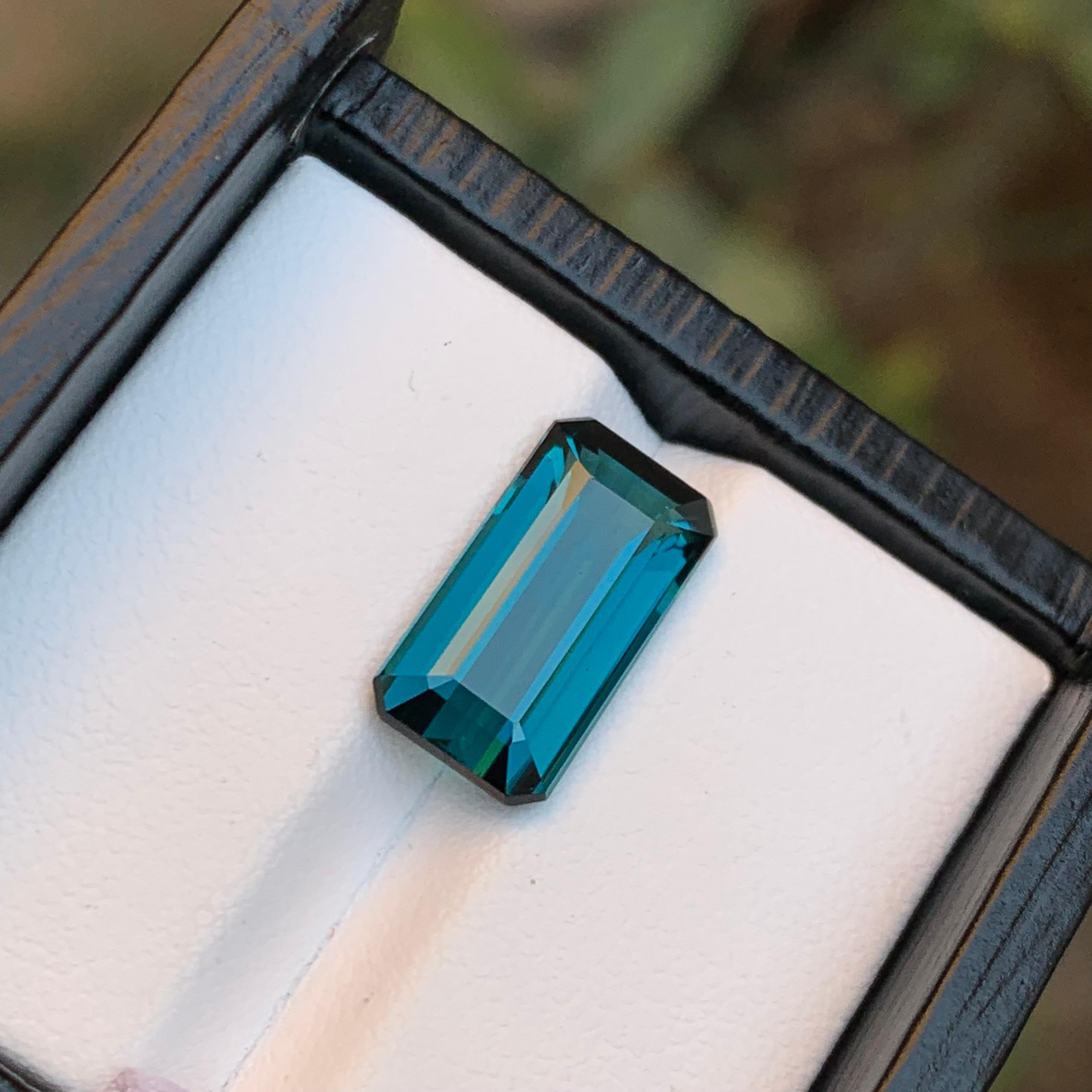 Rare Indicolite Blue Natural Tourmaline Gemstone, 5.20 Ct Emerald Cut for a Ring For Sale 4