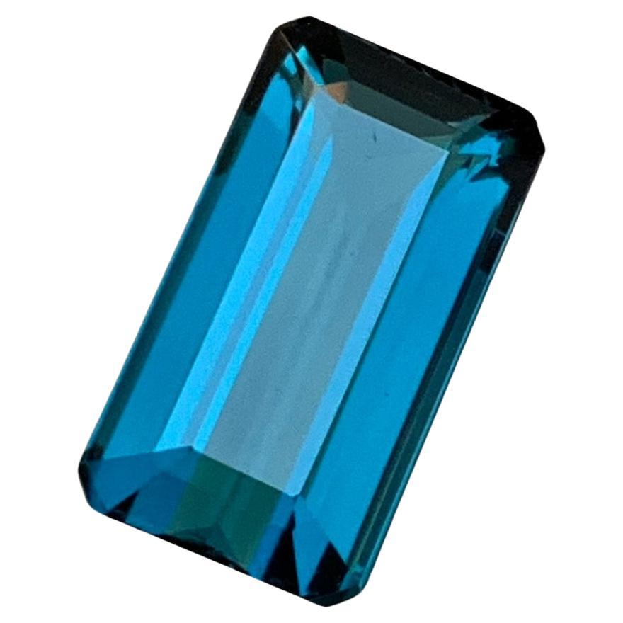 Rare Indicolite Blue Natural Tourmaline Gemstone, 5.20 Ct Emerald Cut for a Ring For Sale