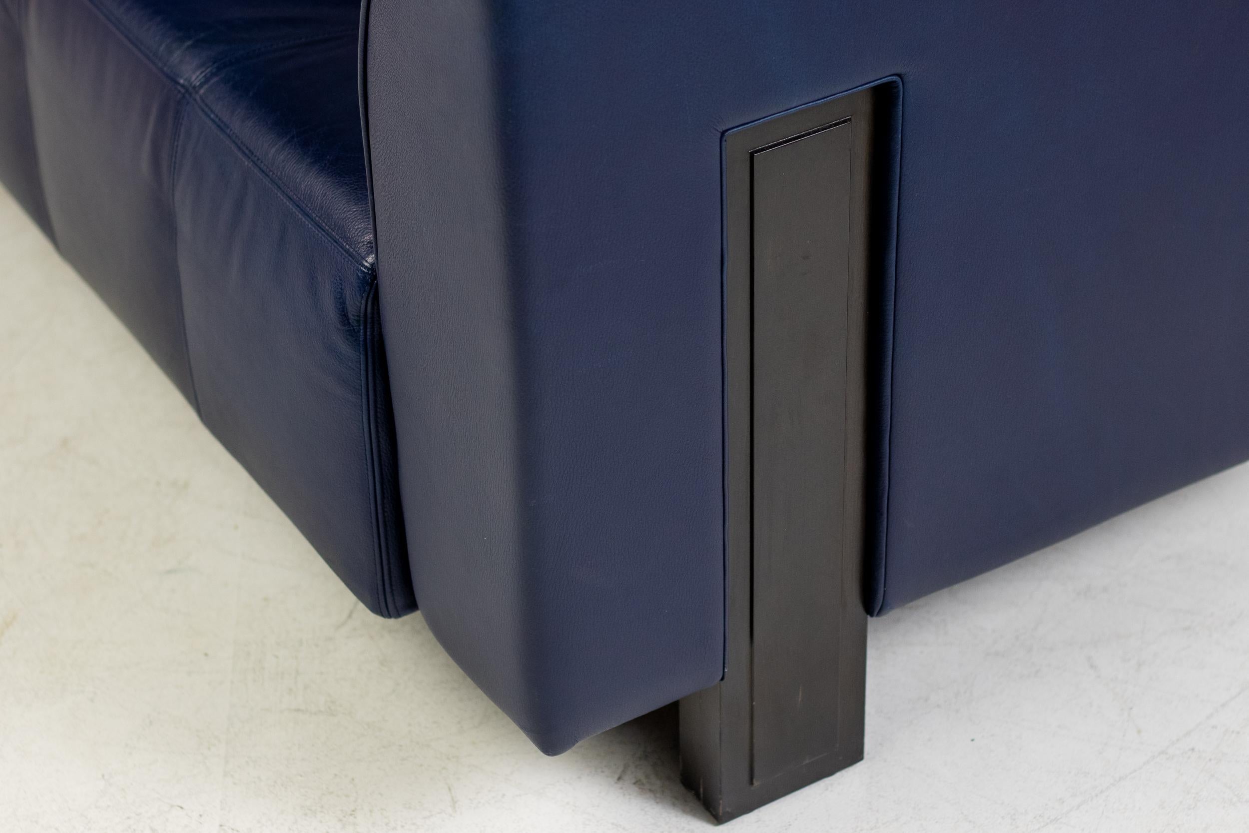 Rare Indigo Blue Leather ‘ISU’ Sofa by Shigeru Uchida for Pastoe, 1995 im Zustand „Gut“ im Angebot in Dronten, NL