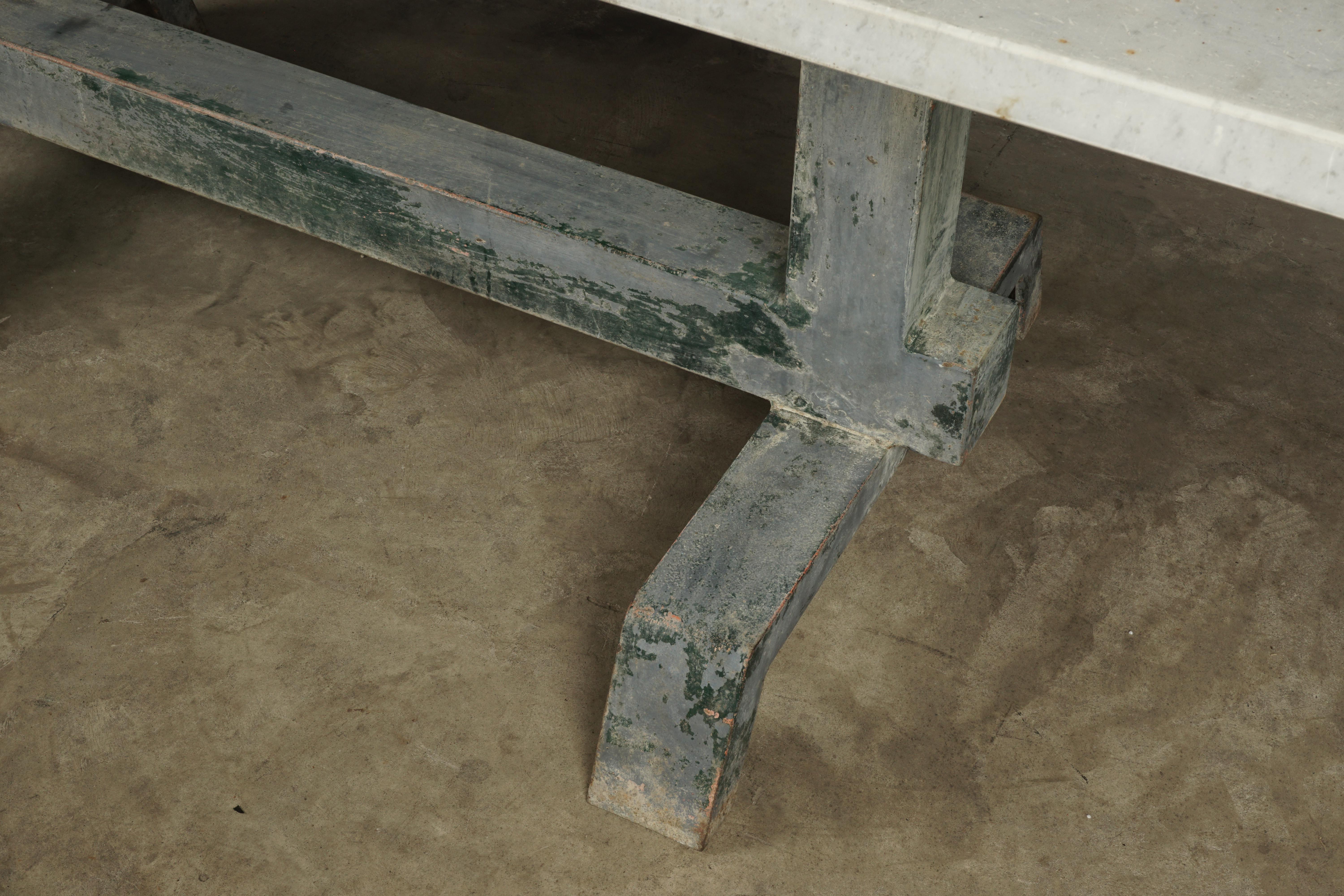 Industrial Marble Dining Table From France, 1940s 1