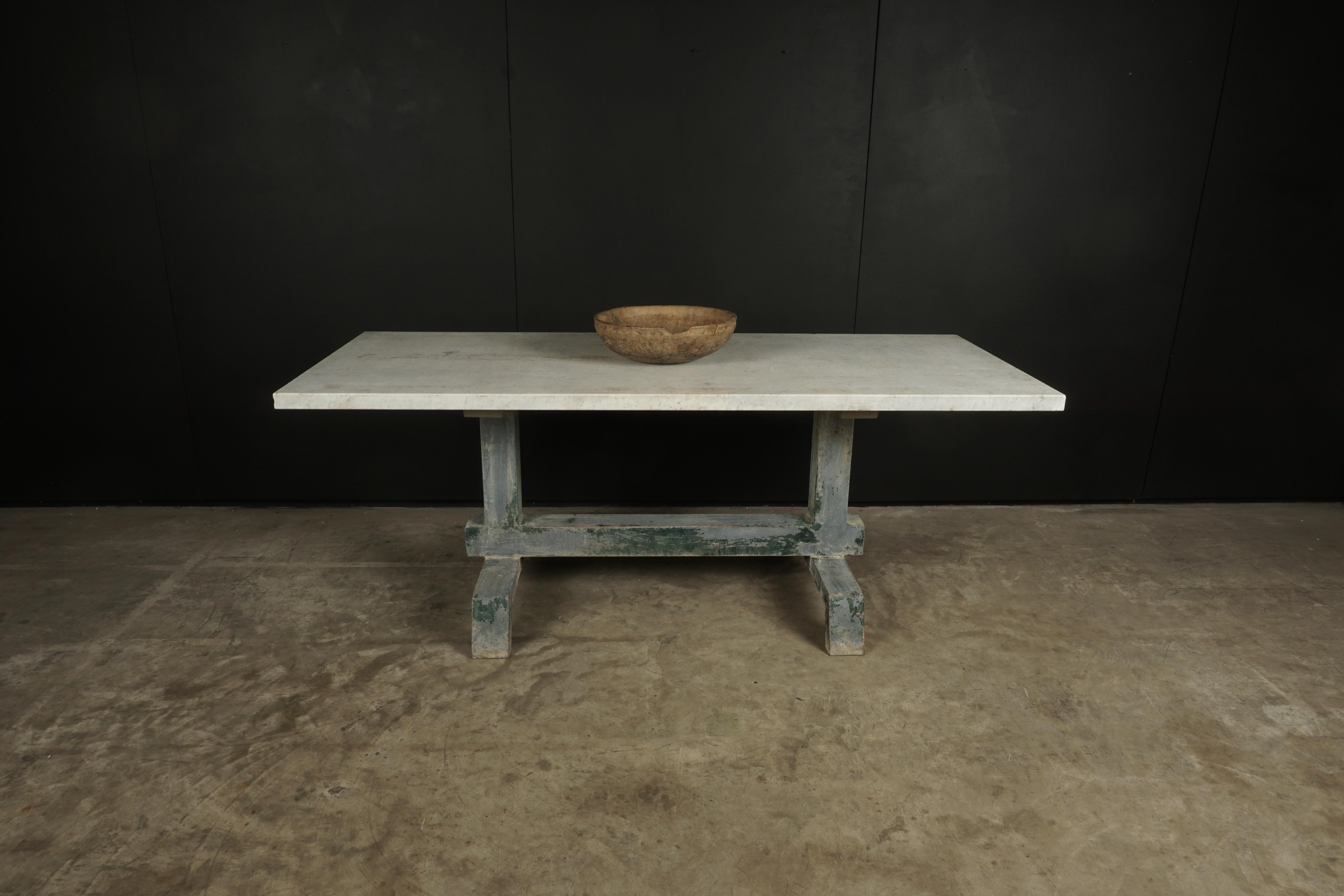 Industrial Marble Dining Table From France, 1940s 3