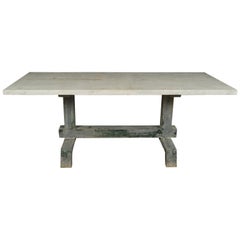 Industrial Marble Dining Table From France, 1940s