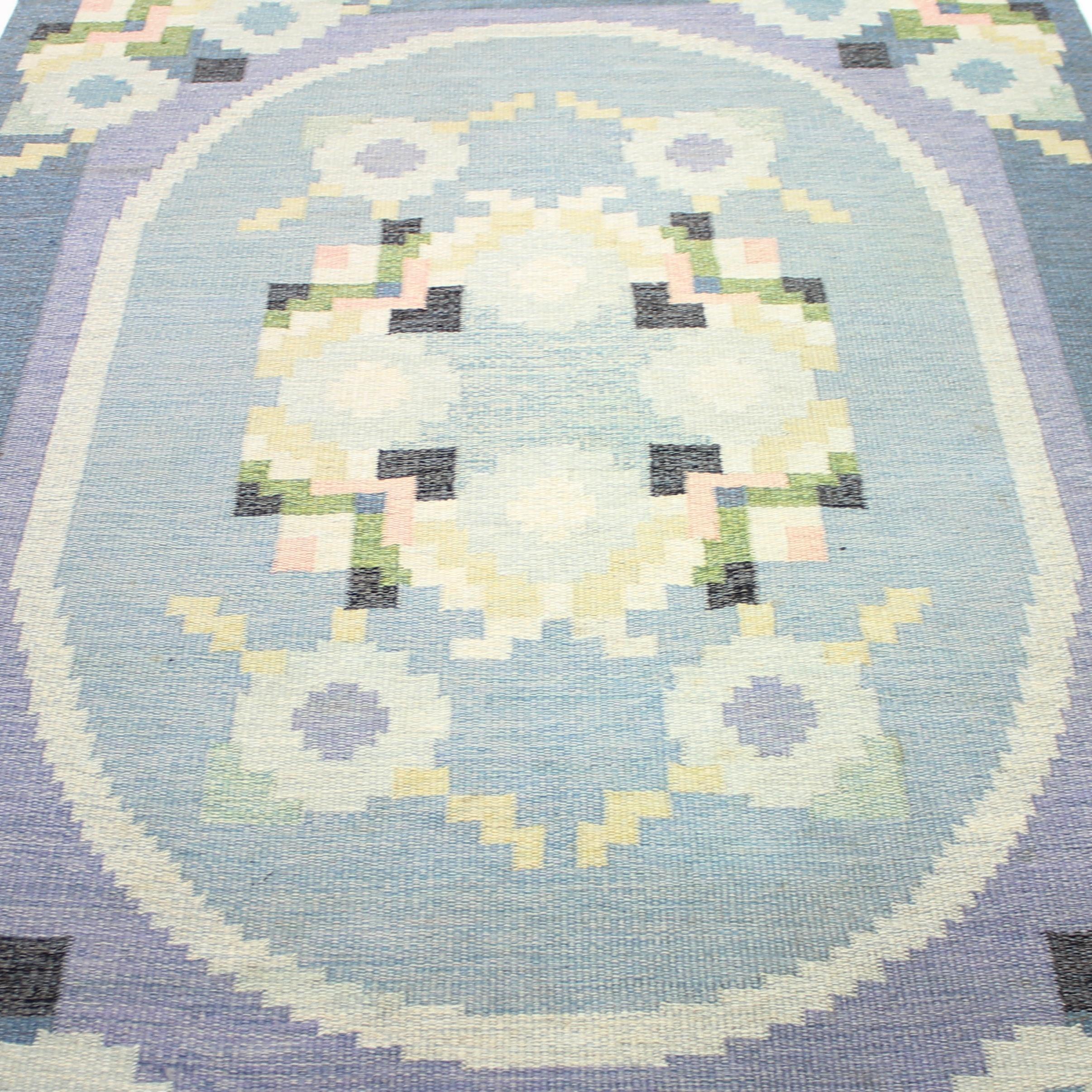 Scandinavian Modern Rare Ingegerd Silow, Flat Weave Röllakan Carpet, 1950s
