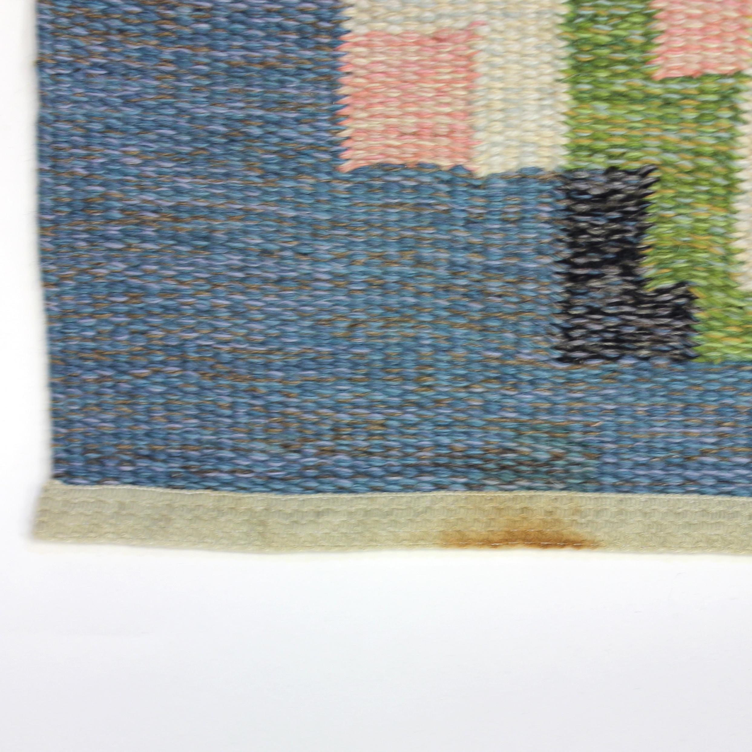 Rare Ingegerd Silow, Flat Weave Röllakan Carpet, 1950s In Good Condition In Uppsala, SE