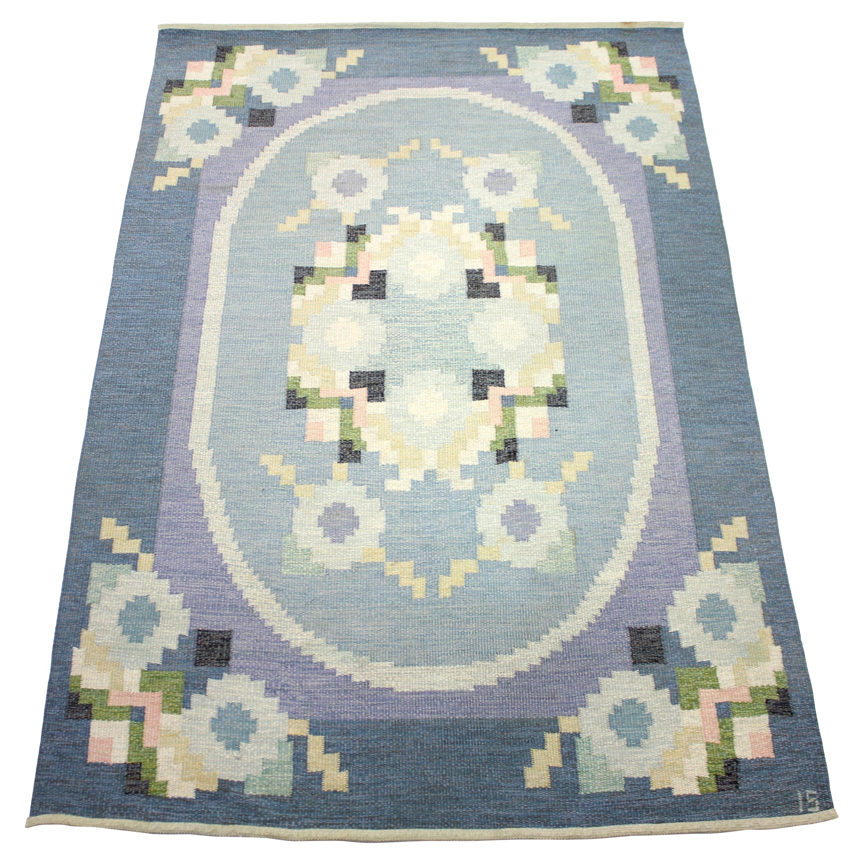 Rare Ingegerd Silow, Flat Weave Röllakan Carpet, 1950s