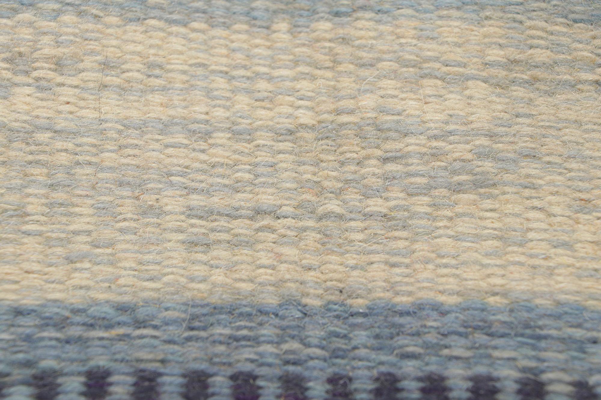 Wool Rare Ingegerd Silow Vintage Swedish Rollakan Rug, Rutmönster Blomsterträdgård For Sale