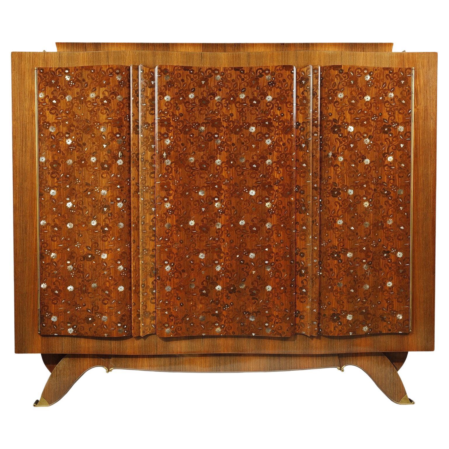 Rare Inlaid Cabinet Signed J. Leleu, France, Circa 1940