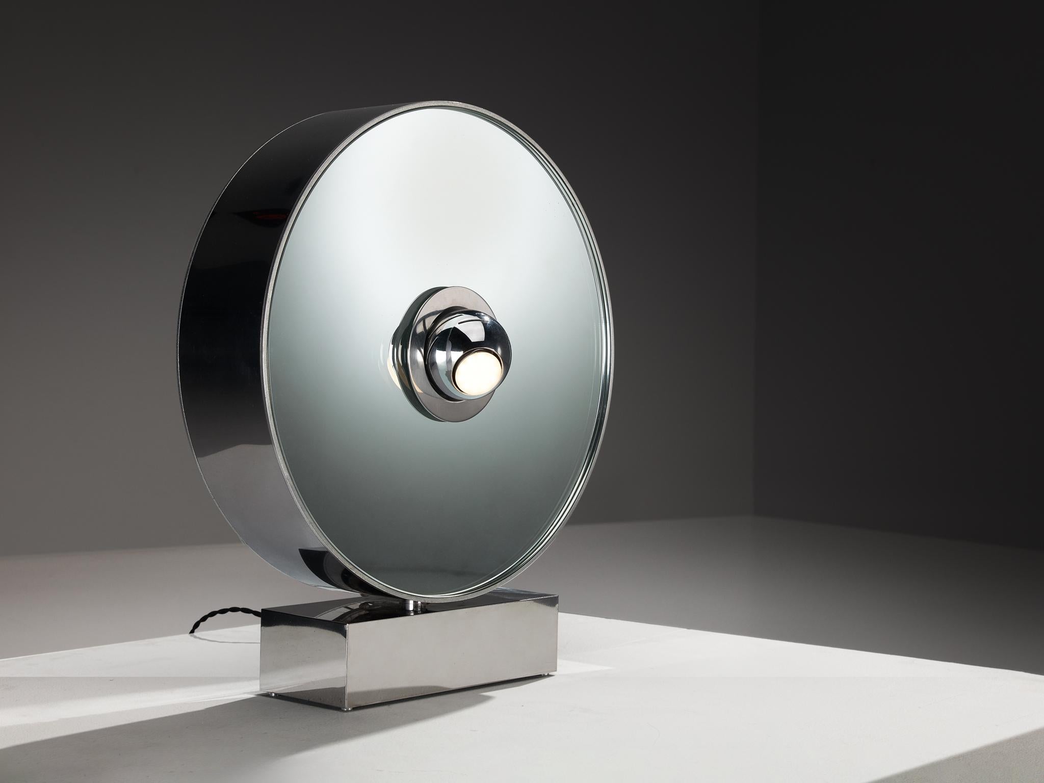 Late 20th Century Rare Innocente Gandini for Arredoluce 'Sunlight' Table Lamp Mirrored Glass For Sale