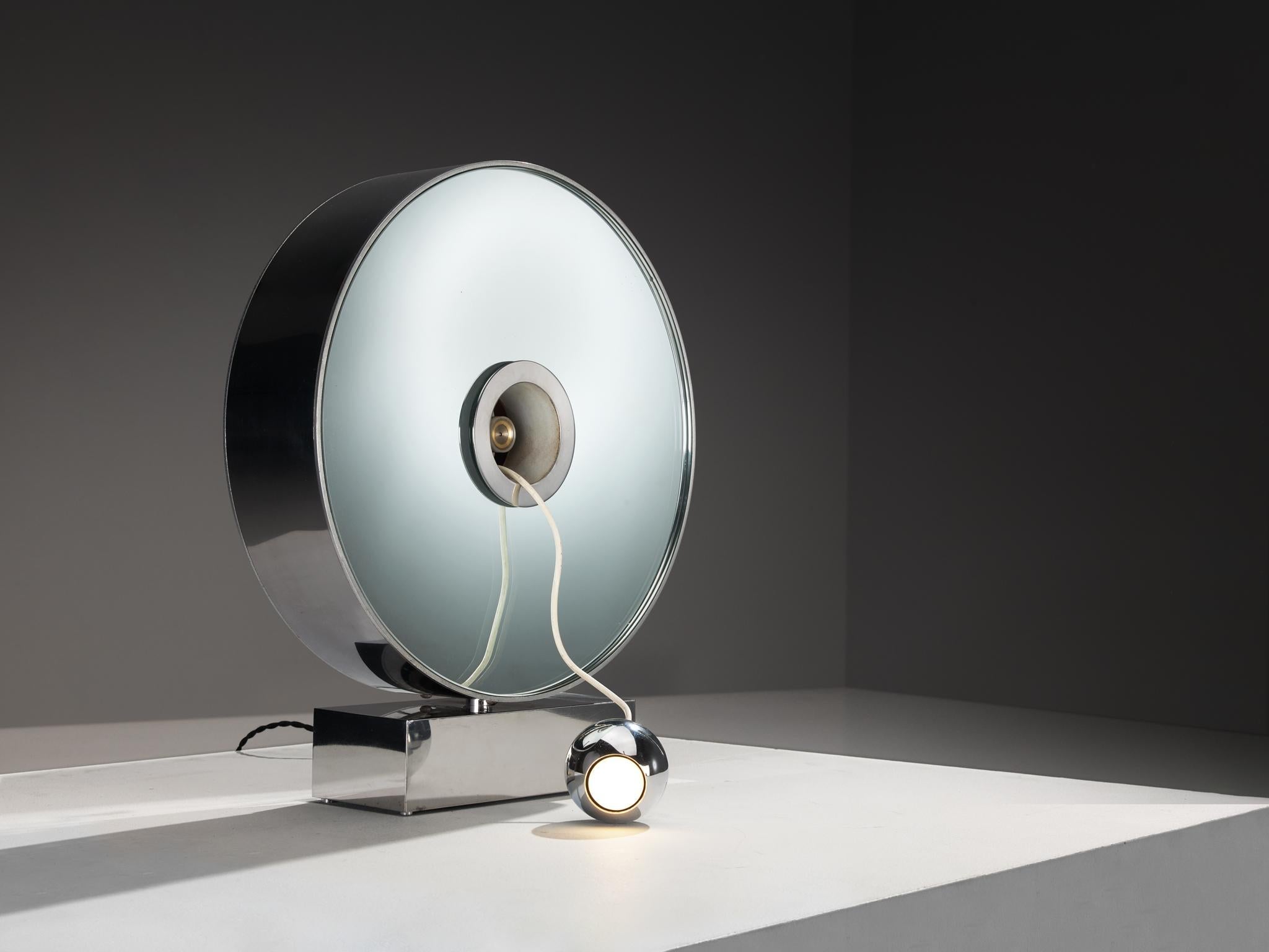 Rare Innocente Gandini for Arredoluce 'Sunlight' Table Lamp Mirrored Glass For Sale 1