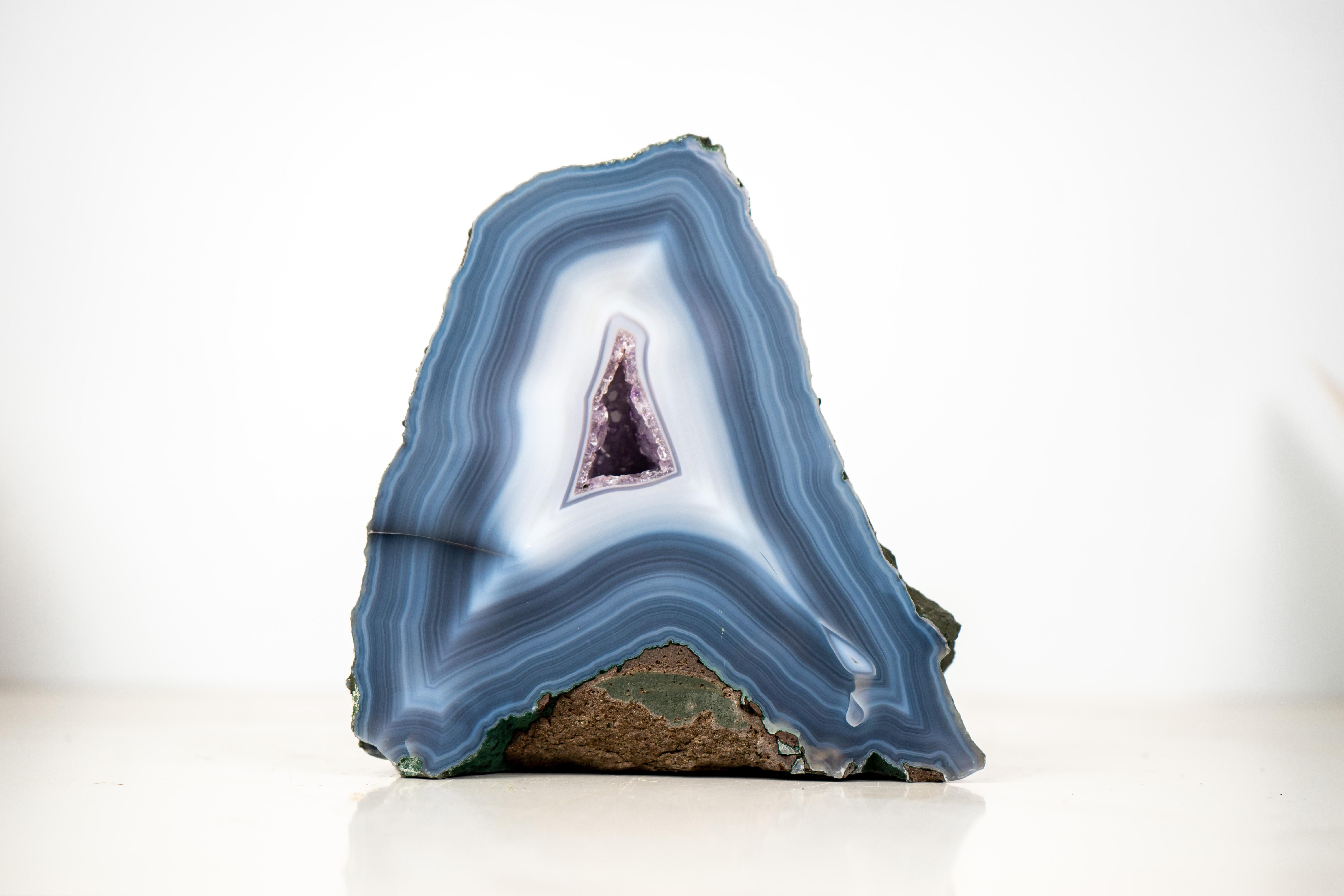 Rare Intact Blue & White Lace Agate Geode For Sale 4