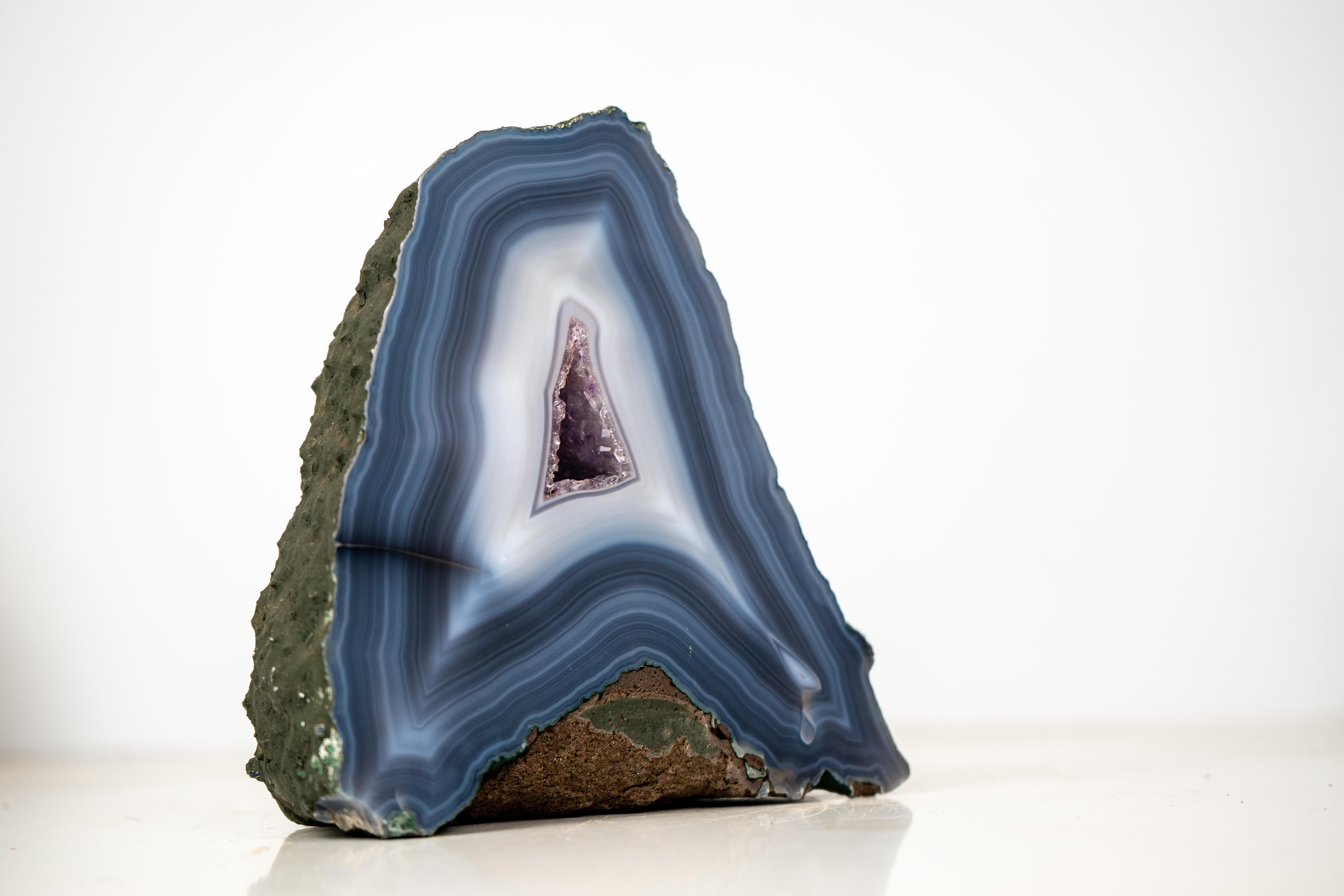 Brazilian Rare Intact Blue & White Lace Agate Geode For Sale