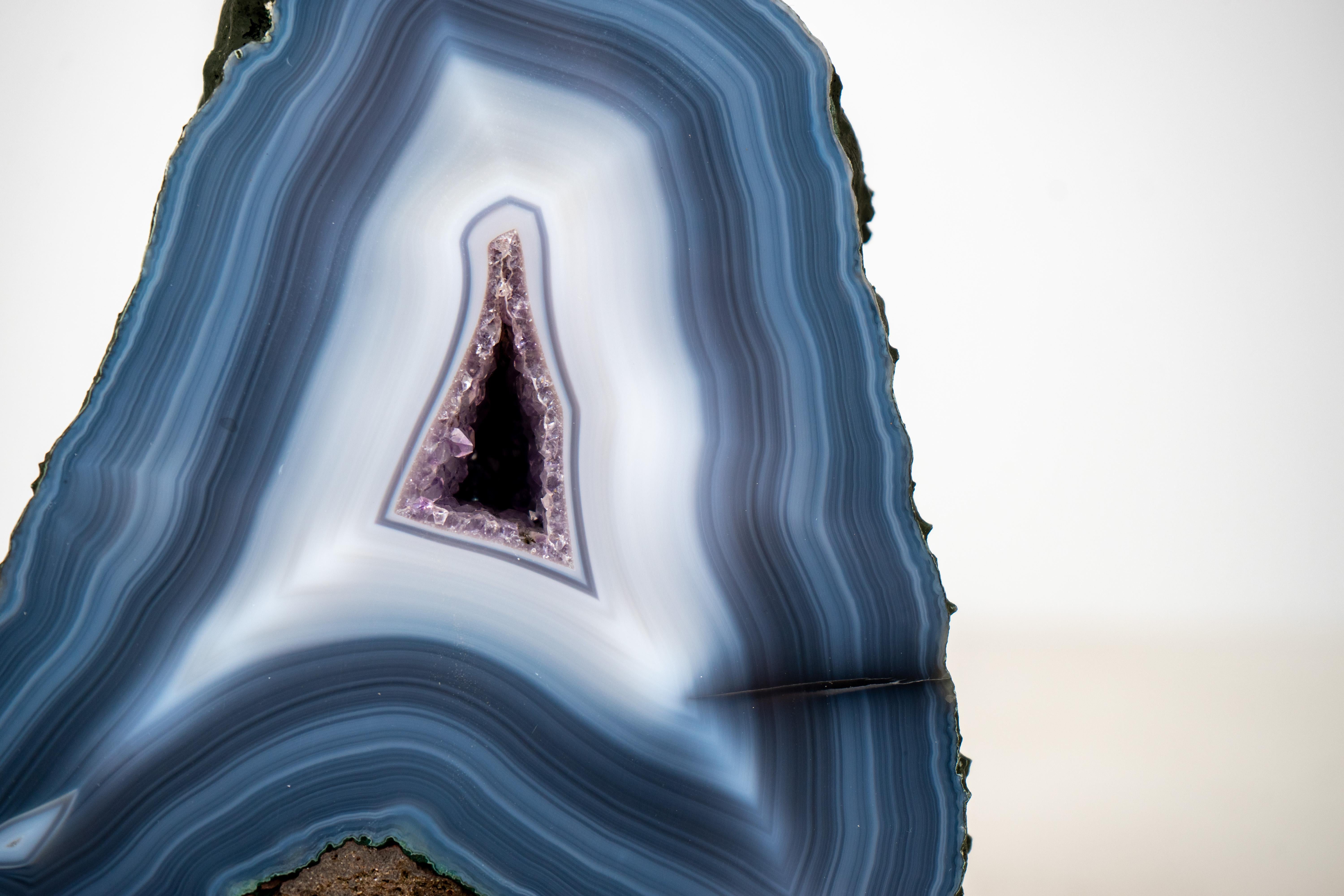 Crystal Rare Intact Blue & White Lace Agate Geode For Sale