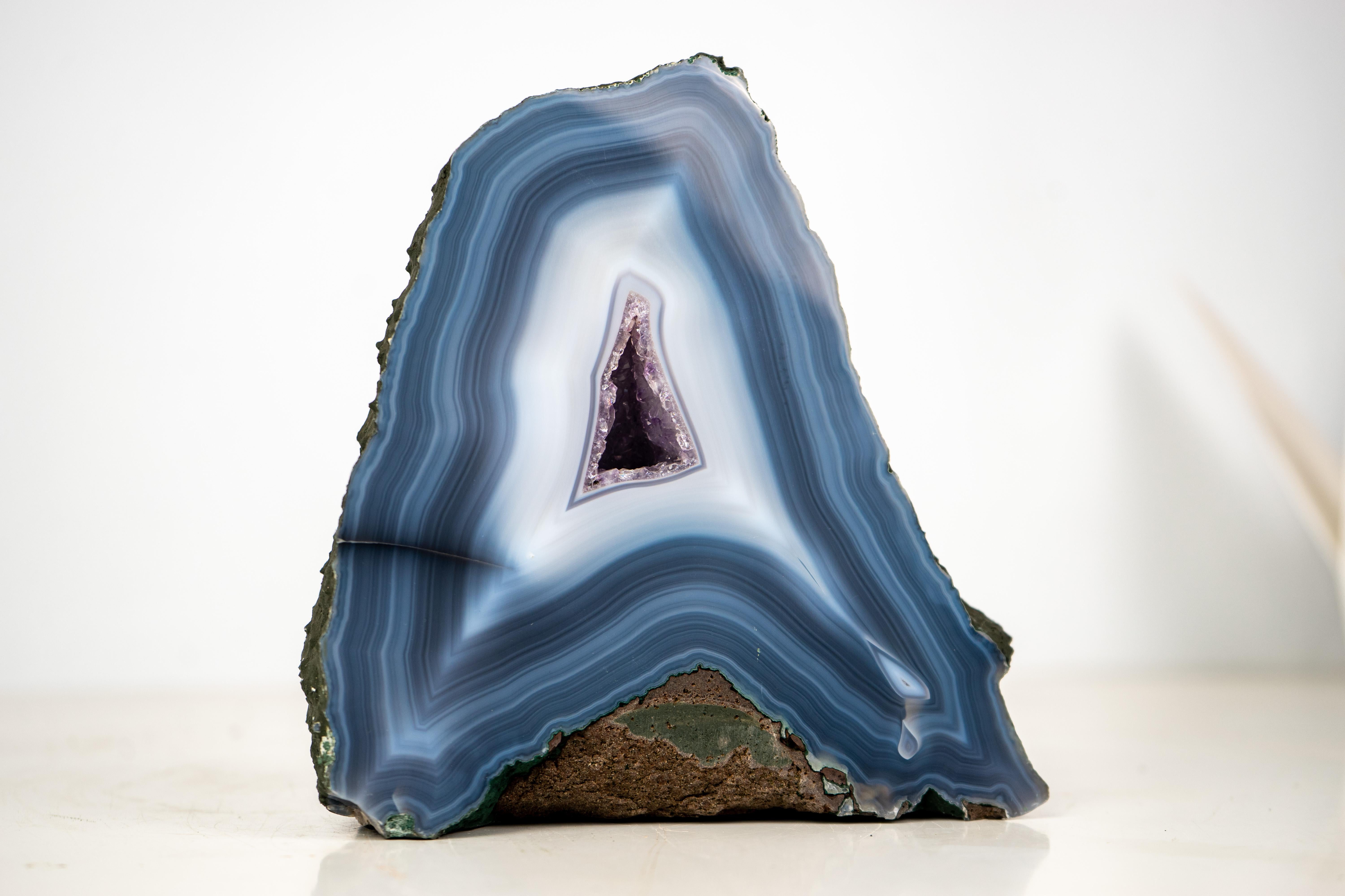 Crystal Rare Intact Blue & White Lace Agate Geode For Sale