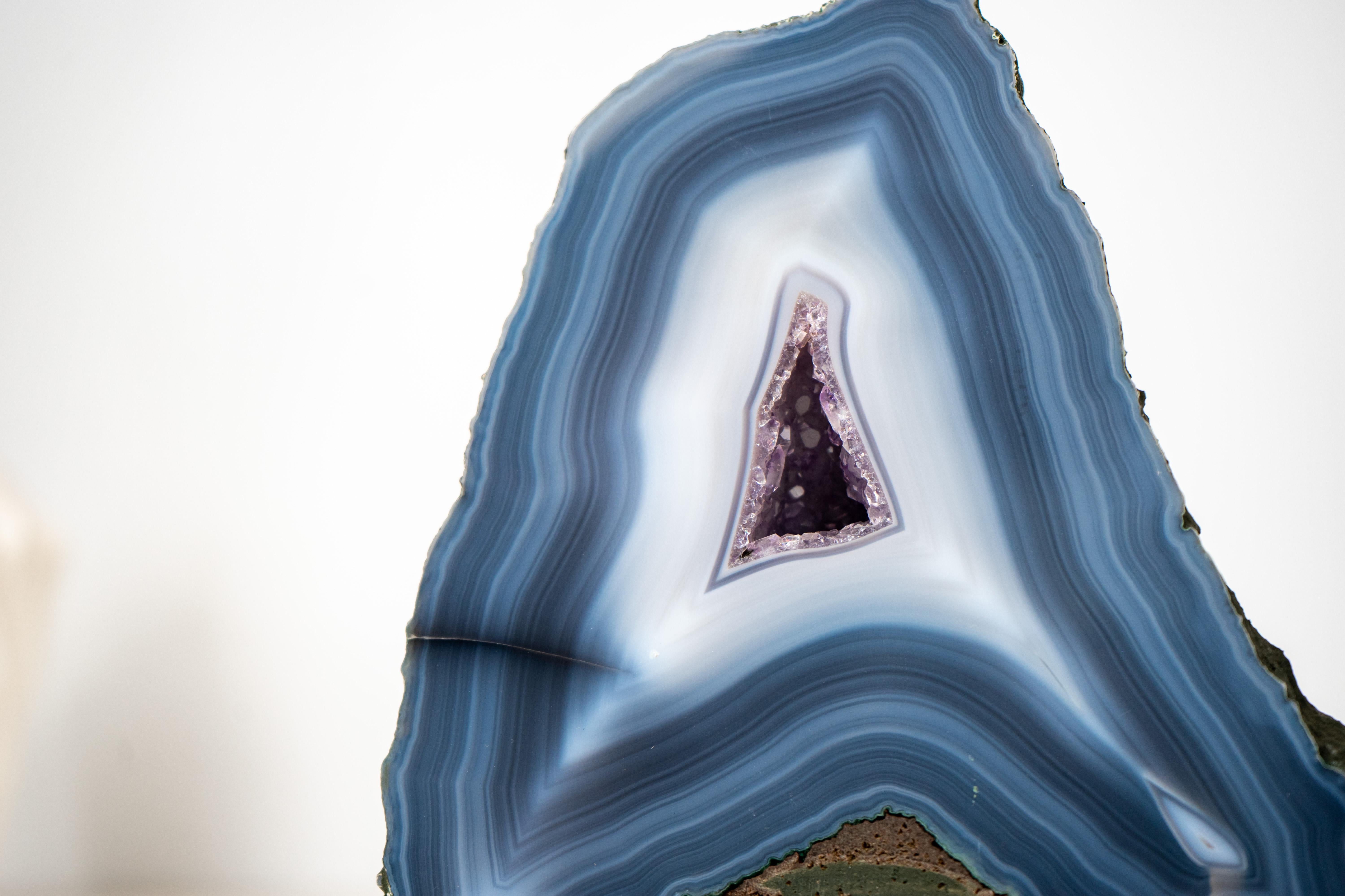Rare Intact Blue & White Lace Agate Geode For Sale 2