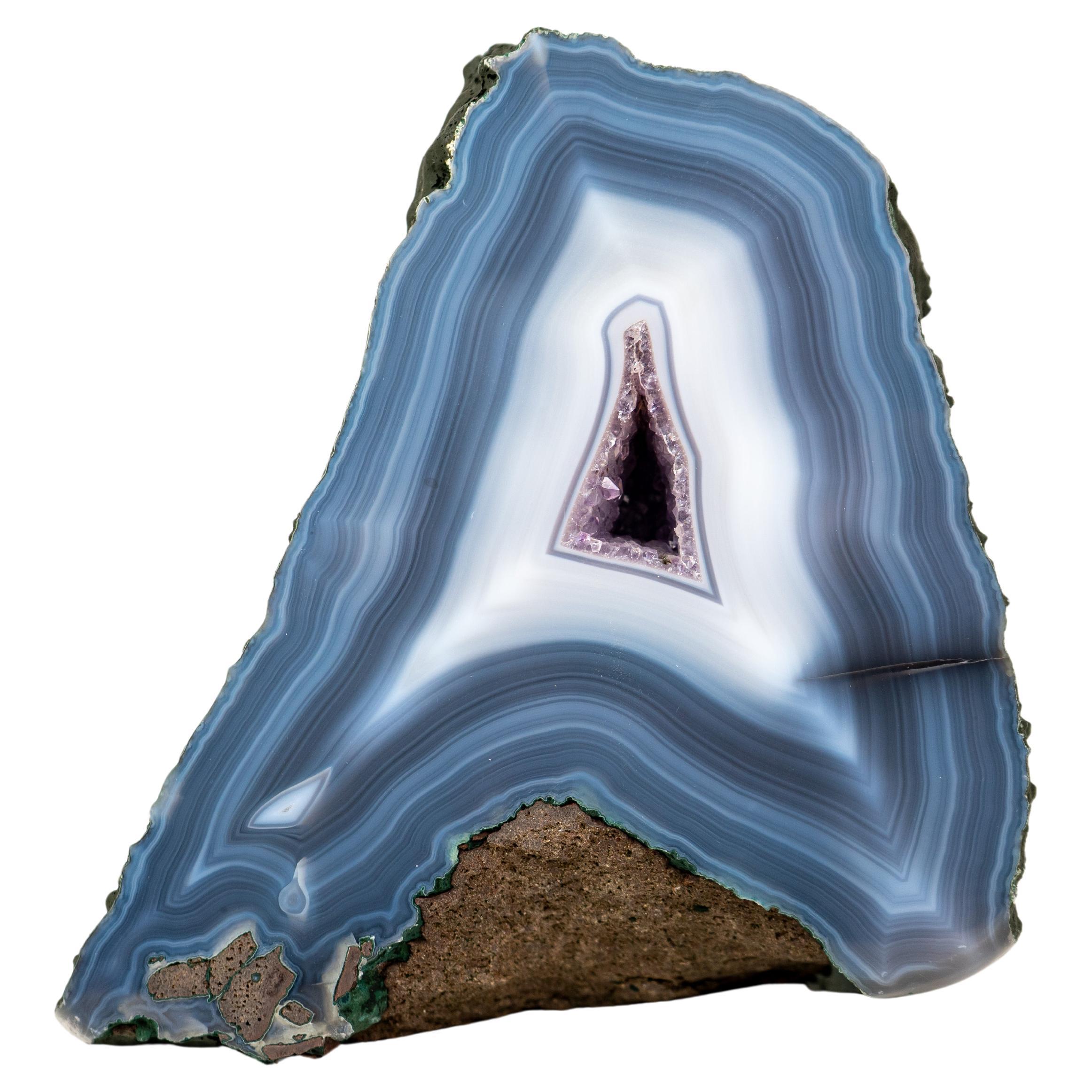 Rare Intact Blue & White Lace Agate Geode