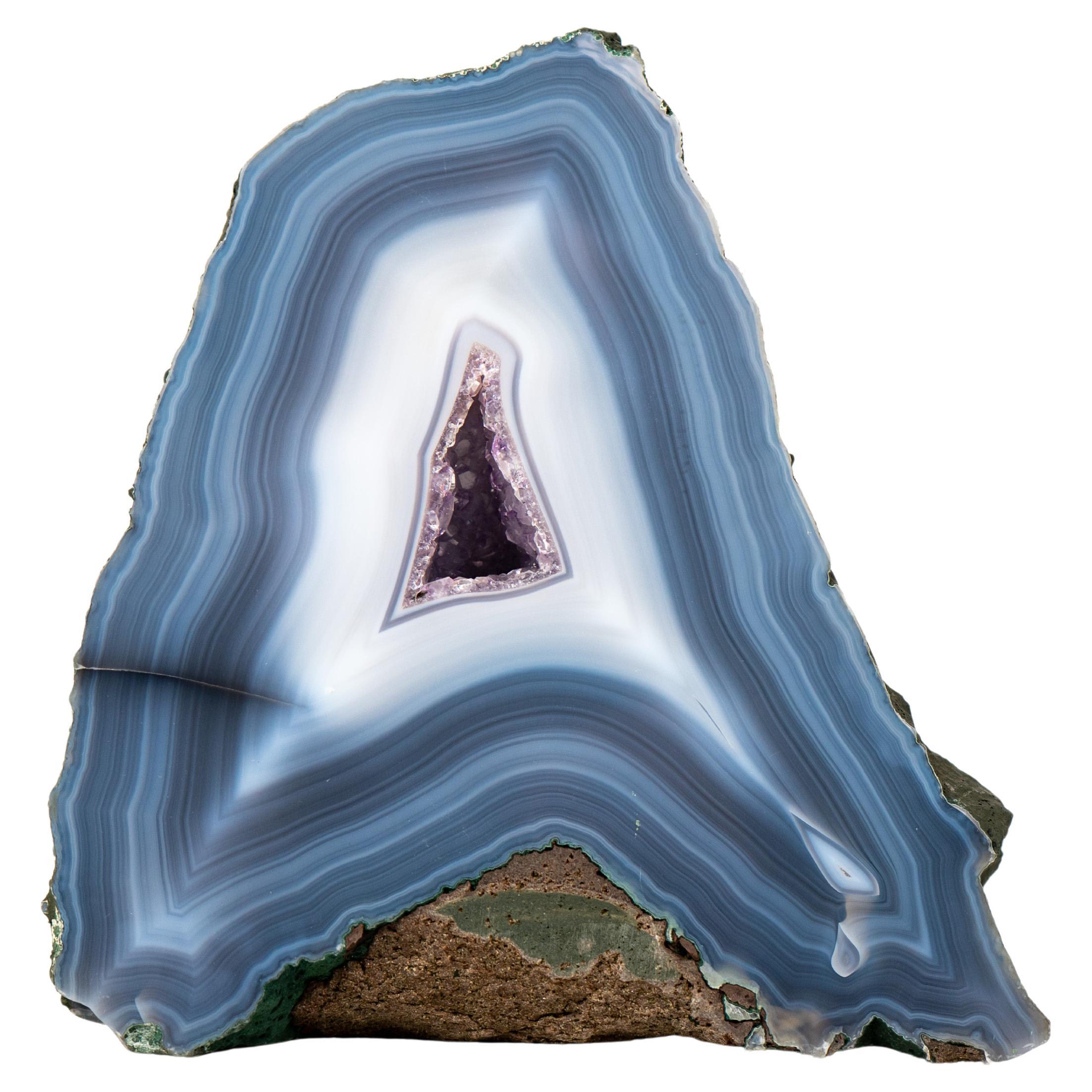 Rare Intact Blue & White Lace Agate Geode