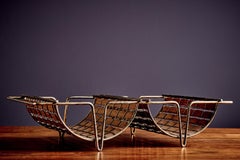 Rare Interlace Piece Newspaper Tray by Tony Paul in Brass and Walnut