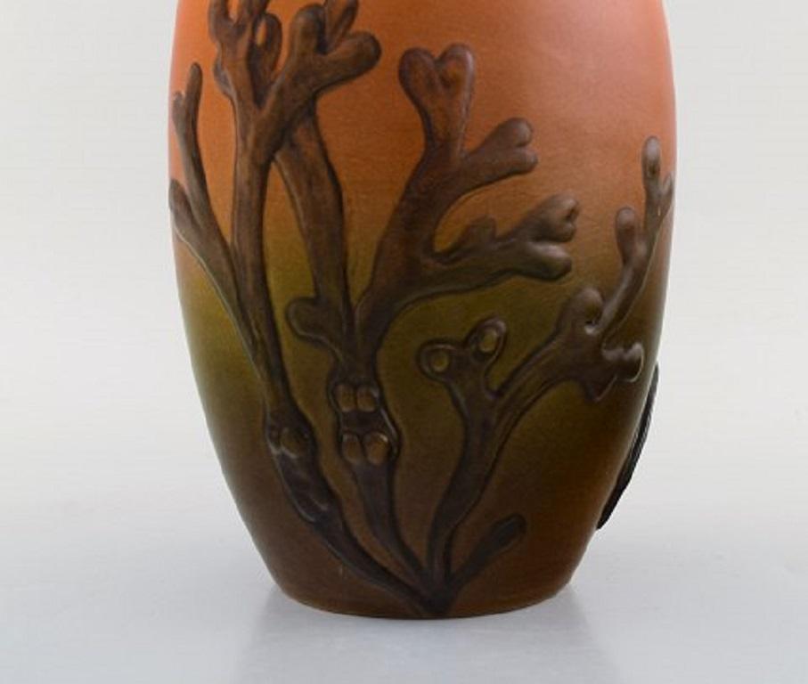 20th Century Rare Ipsen's, Denmark Art Nouveau Ceramic Vase with Eelpout and Seaweed