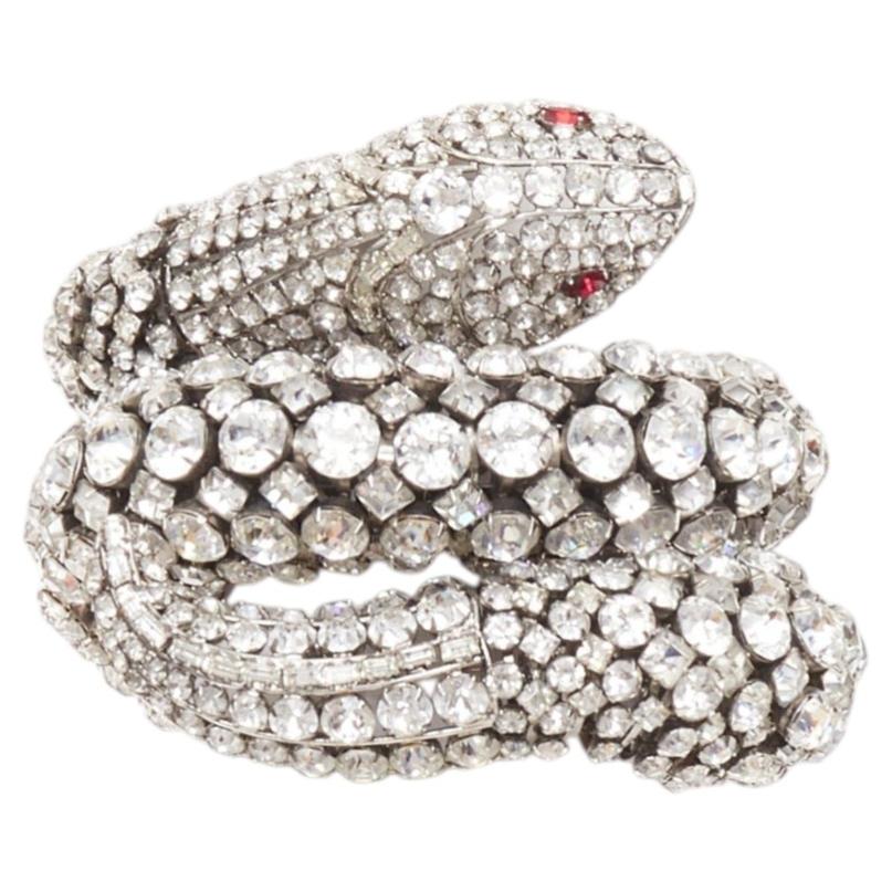 Seltenes, von Hand gefertigtes Iradj Moini-Armband mit klarem Swarovski-Kristall in Schlangenform im Angebot