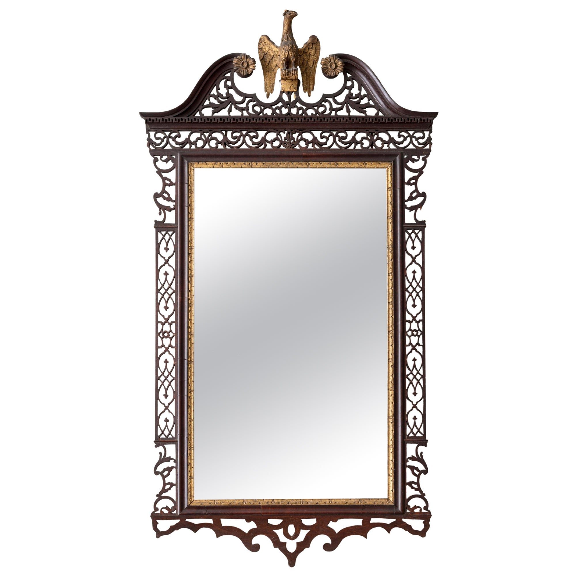 Rare Irish Carved Mahogany Pier Mirror, Mid 18th Century