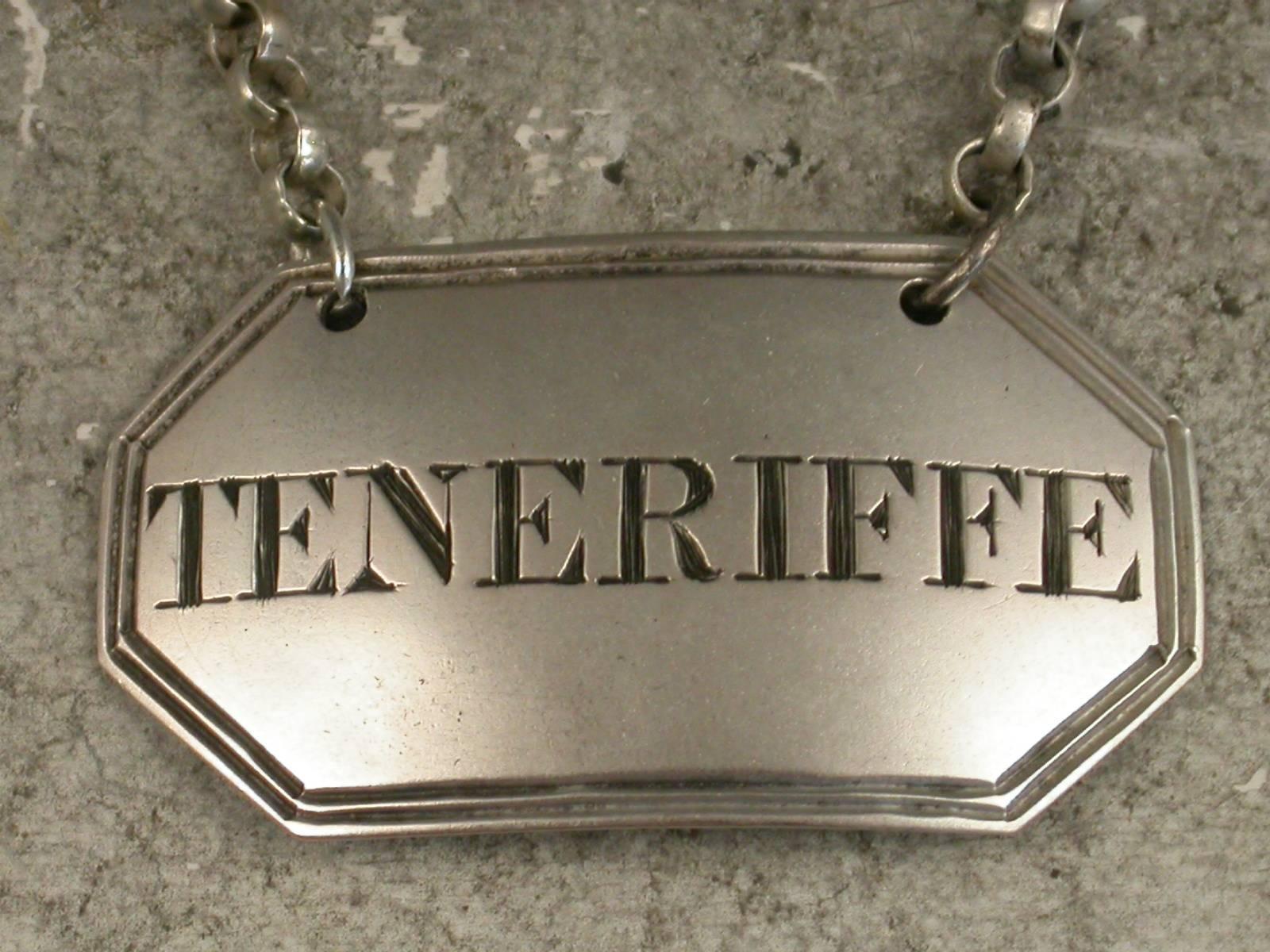 George III Rare Irish Provincial Silver Wine Label 'Teneriffe' by John Tolekin, Cork For Sale