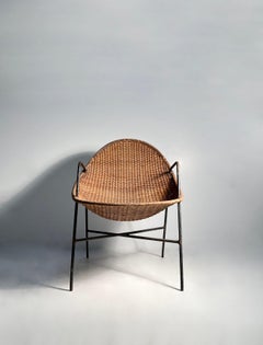 Rare Iron & Cane Scoop Chair Attrib French Duo Georges and Hermine Laurent