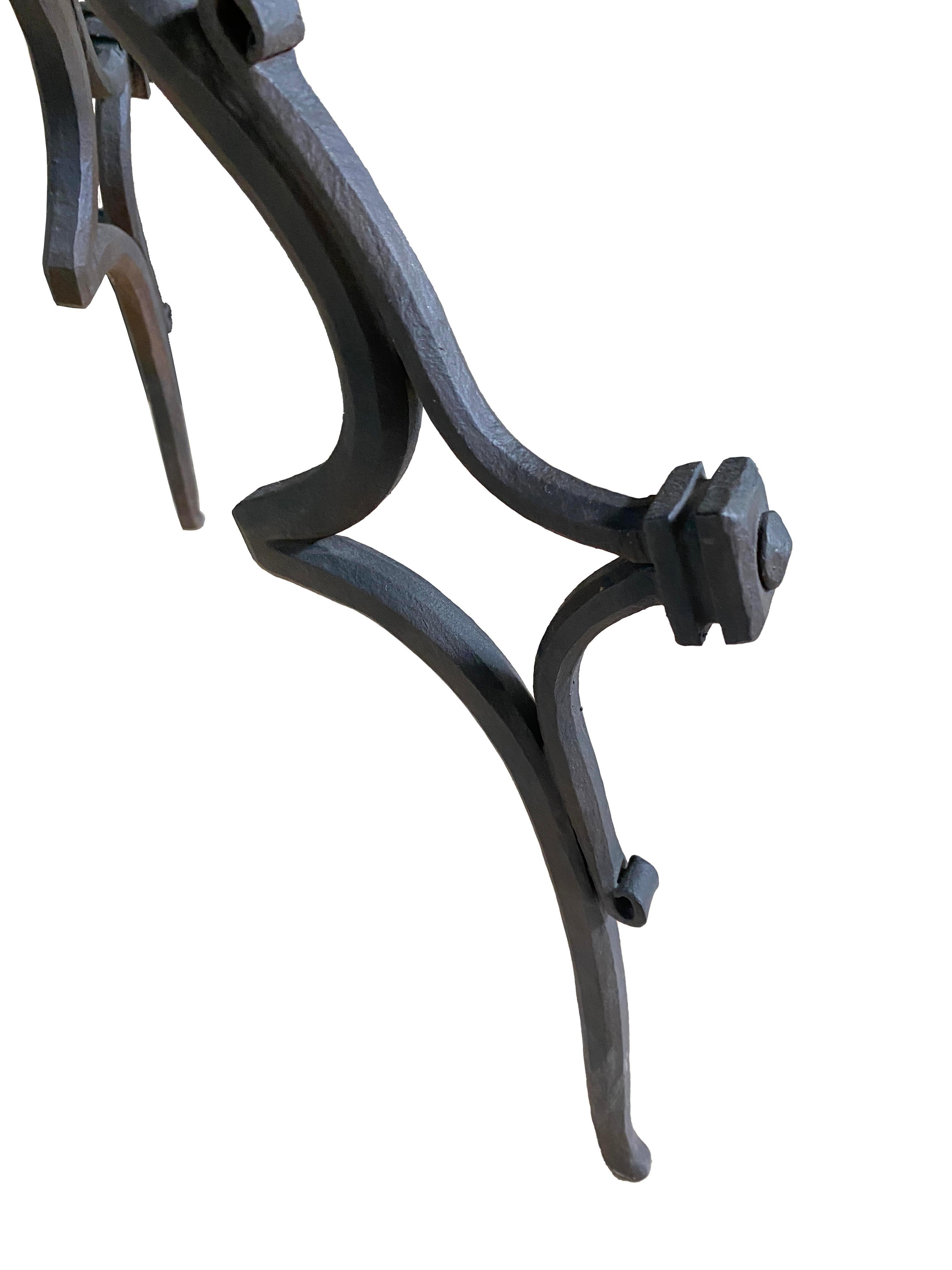 Rare Iron End Table with a Hexagonal Top with Inlayed Stone For Sale 5