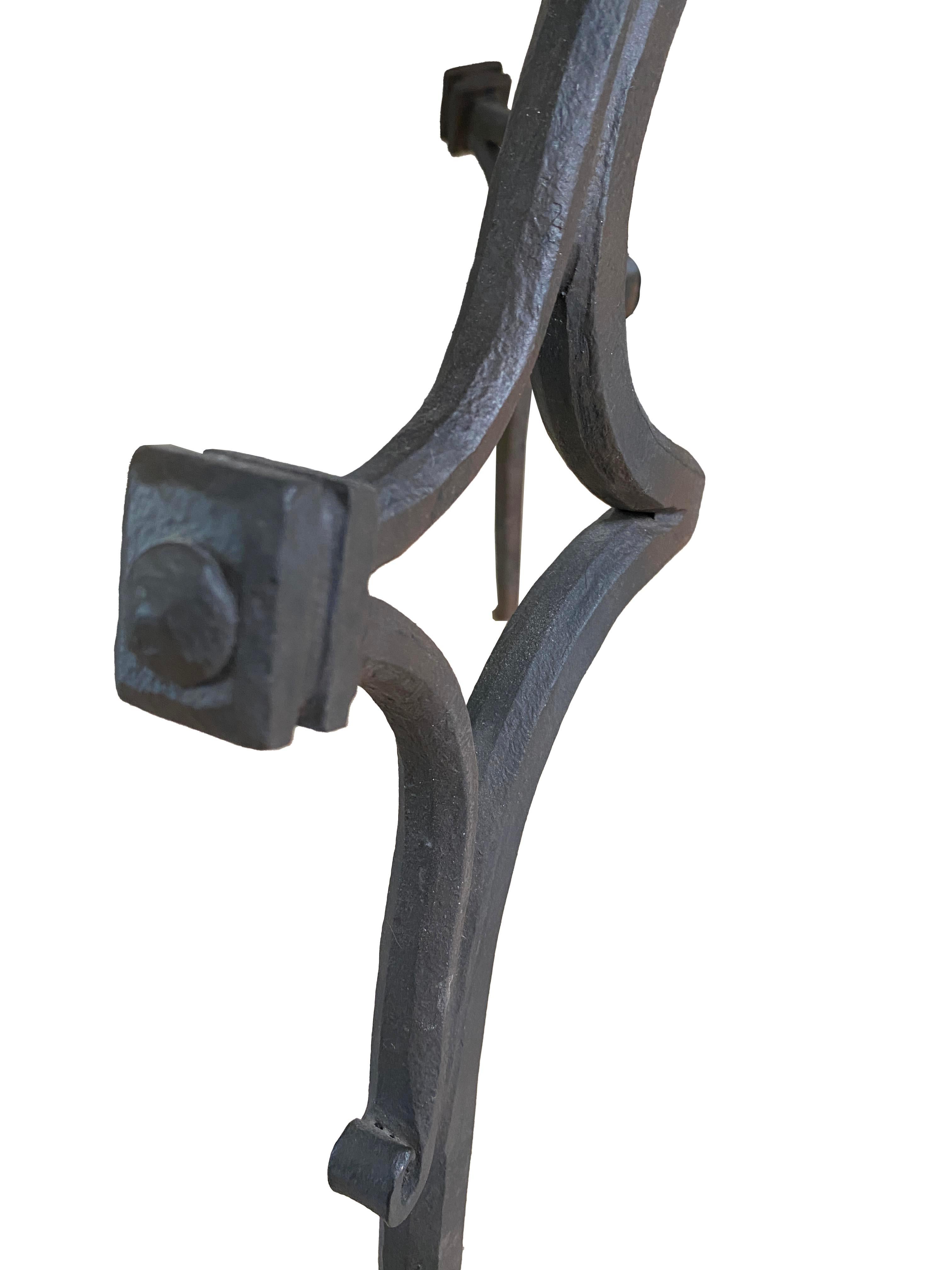 Rare Iron End Table with a Hexagonal Top with Inlayed Stone For Sale 6