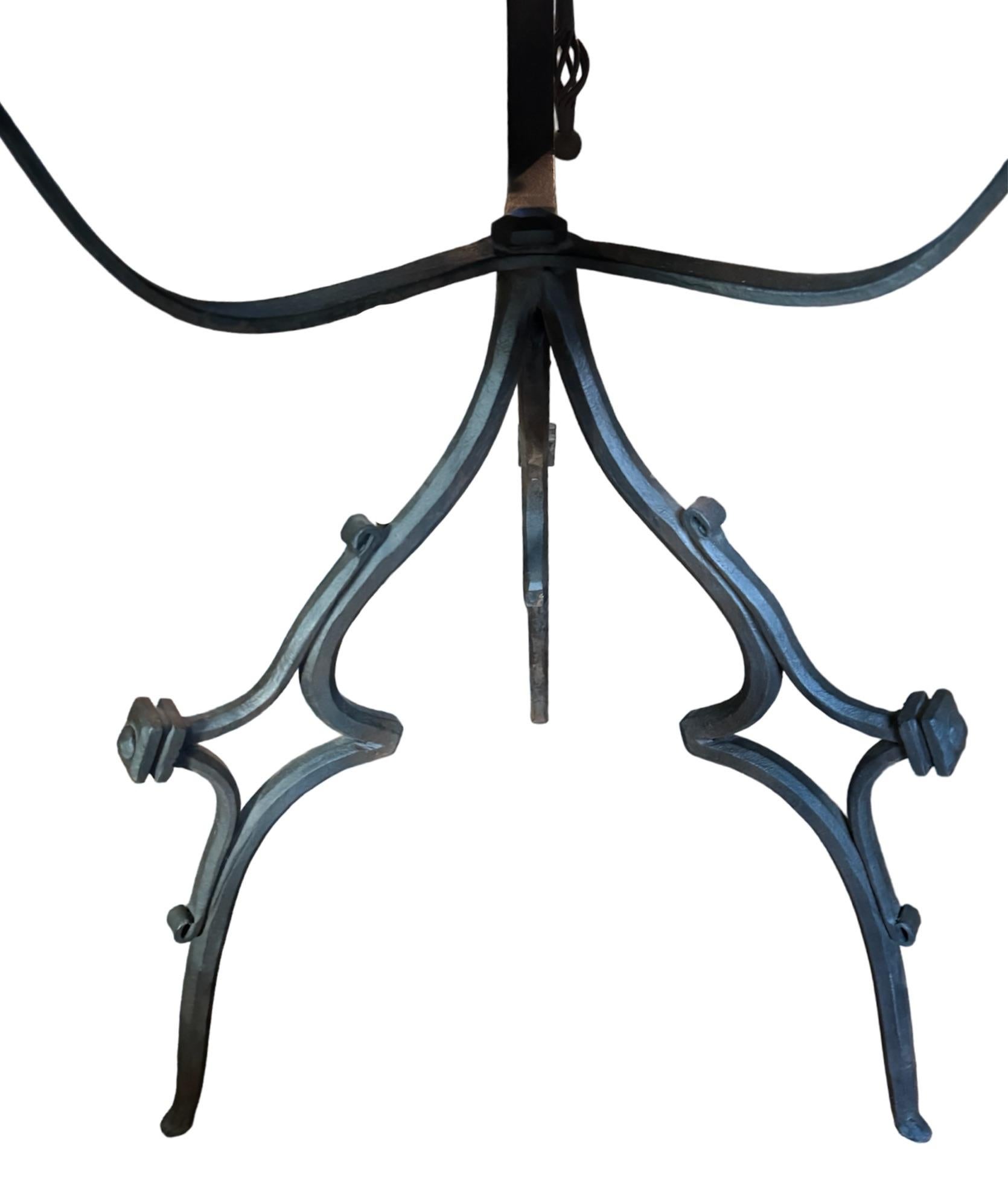 Rare Iron End Table with a Hexagonal Top with Inlayed Stone For Sale 4