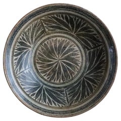 Rare Iron-Glazed Ceramic Plate from Kalong Kilns, Northern Thailand
