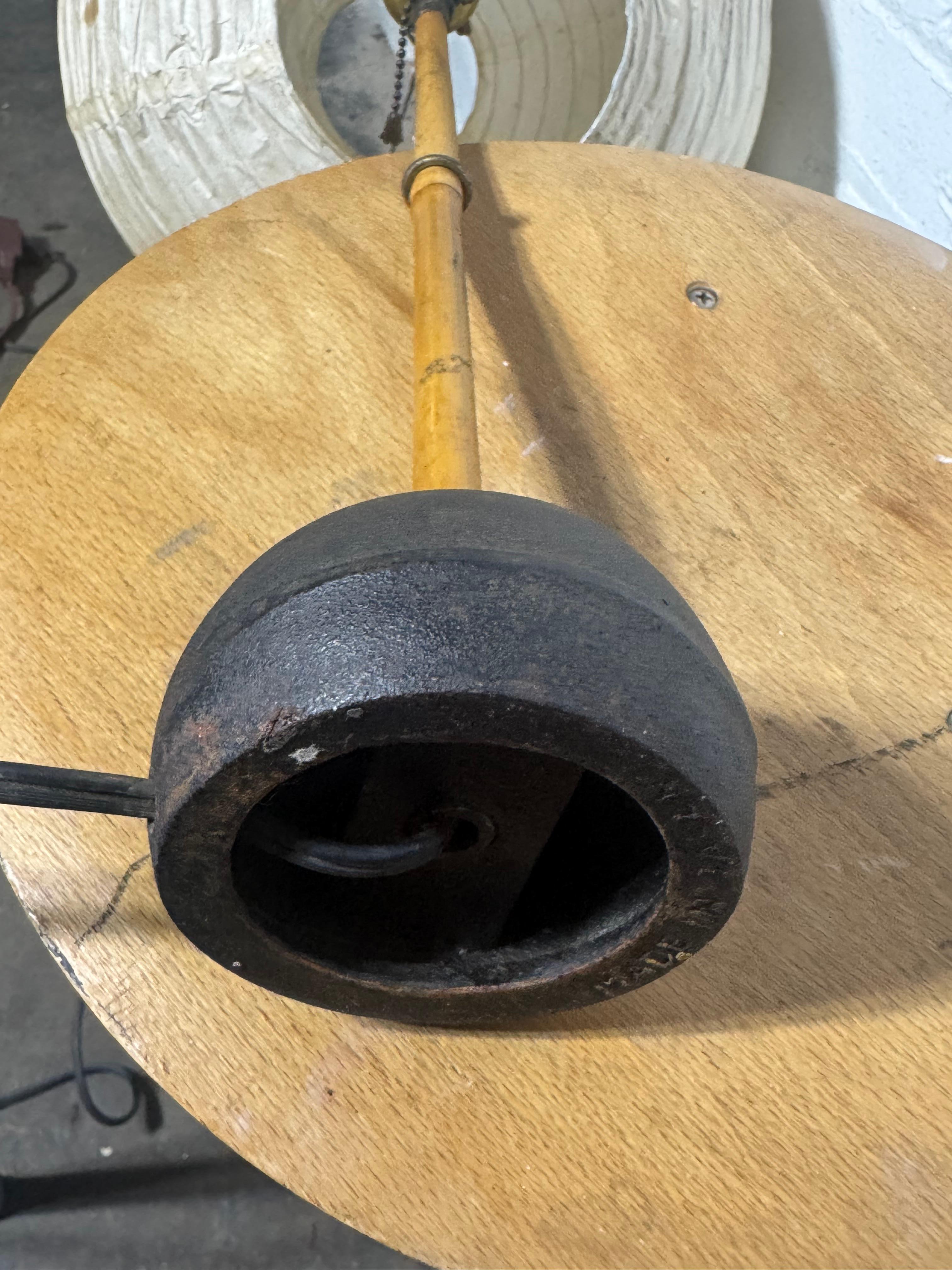 Rare Isamu Noguchi Akari Light Sculpture, Model 41S Globes, Bamboo / Iron Base For Sale 3