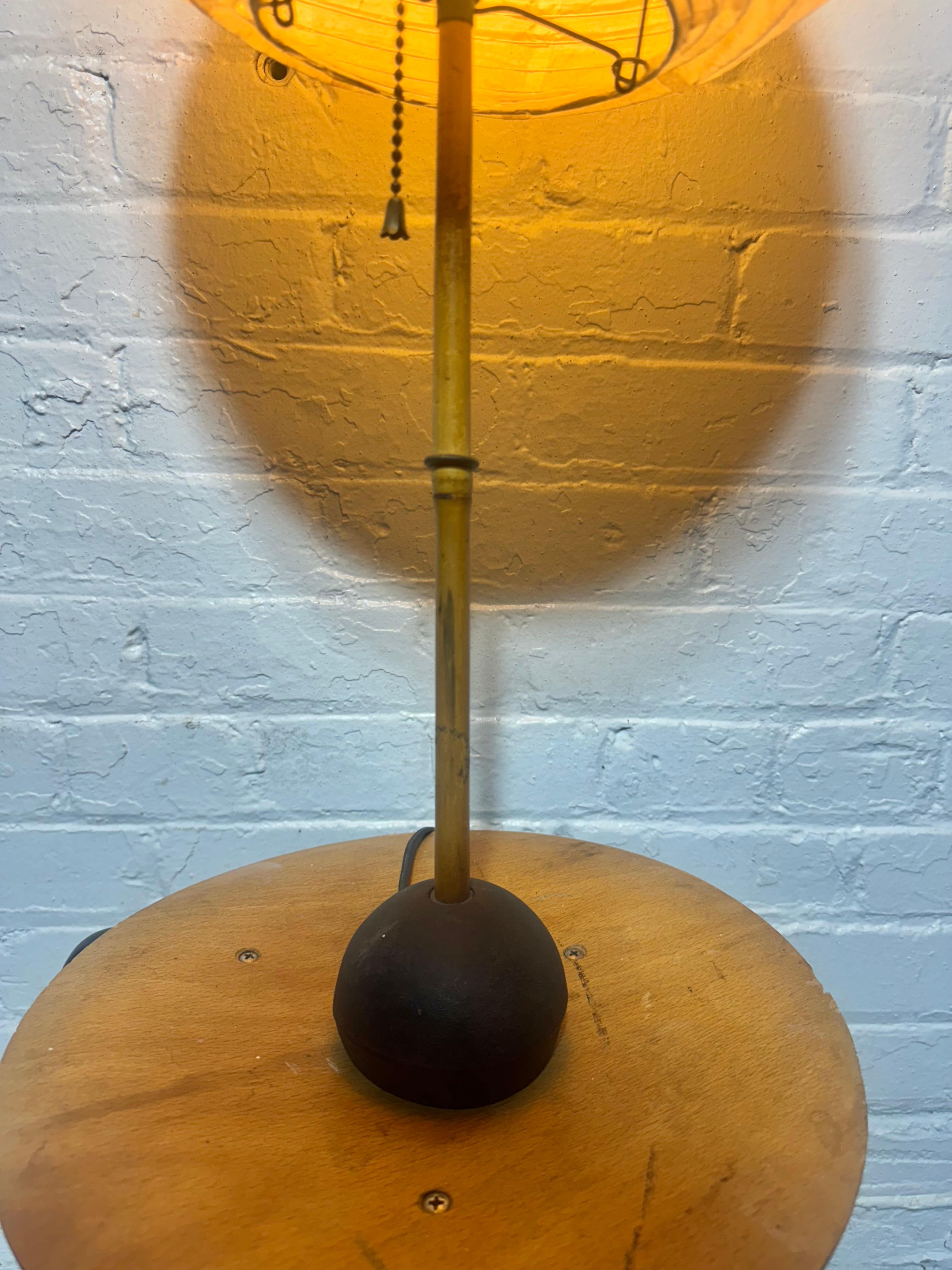 Rare Isamu Noguchi Akari Light Sculpture, Model 41S Globes, Bamboo / Iron Base For Sale 6
