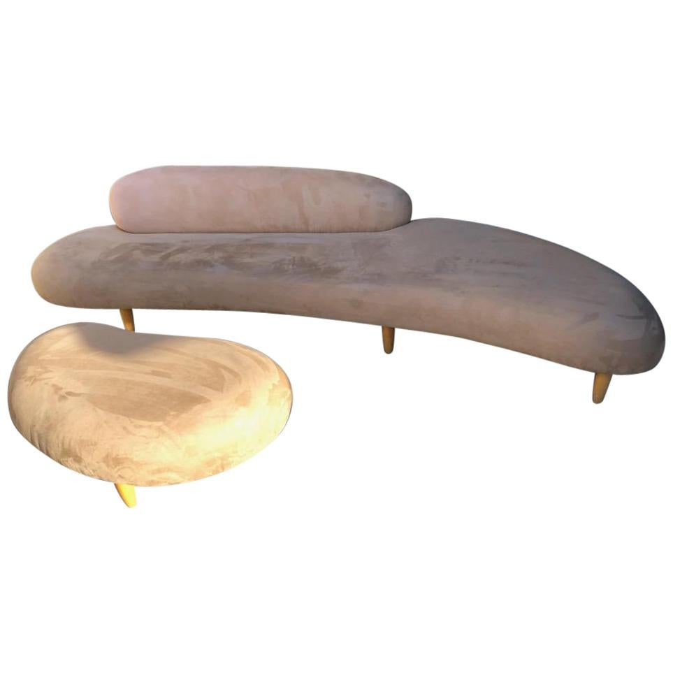 Rare Isamu Noguchi Freeform Sofa and Ottoman For Sale