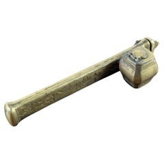 Rare Islamic Ottoman Brass Qalamdan Divit, Travelling Pen Case and Inkwell