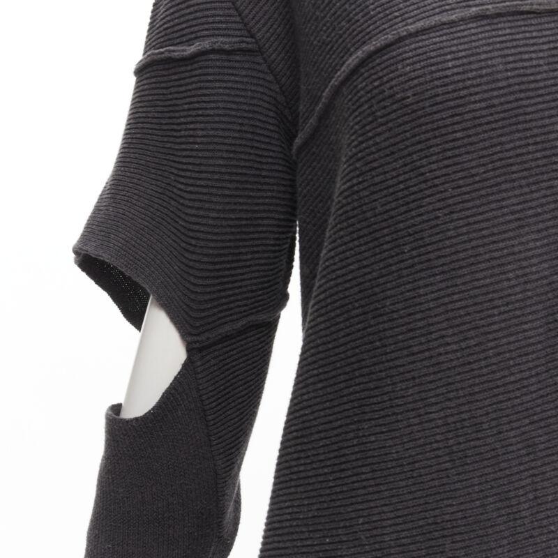 rare ISSEY MIYAKE 1980's Vintage grey deconstructed bias cutout sweater dress M For Sale 2